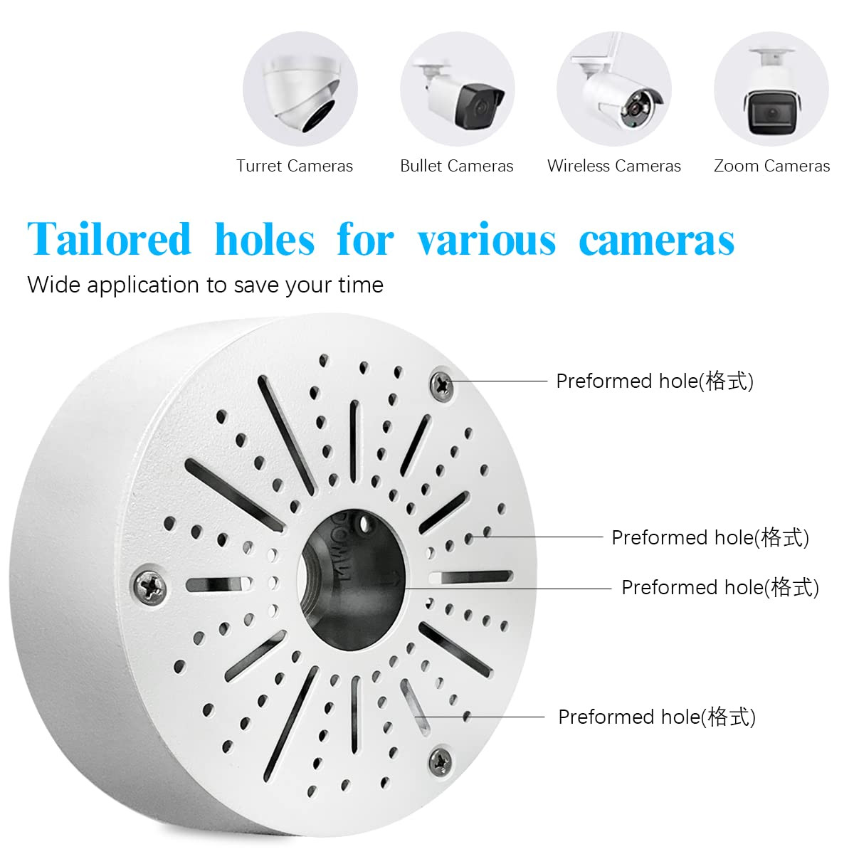 8 Pack CCTV Camera Junction Box Metal Outdoor Base Box Wall Ceiling Mount