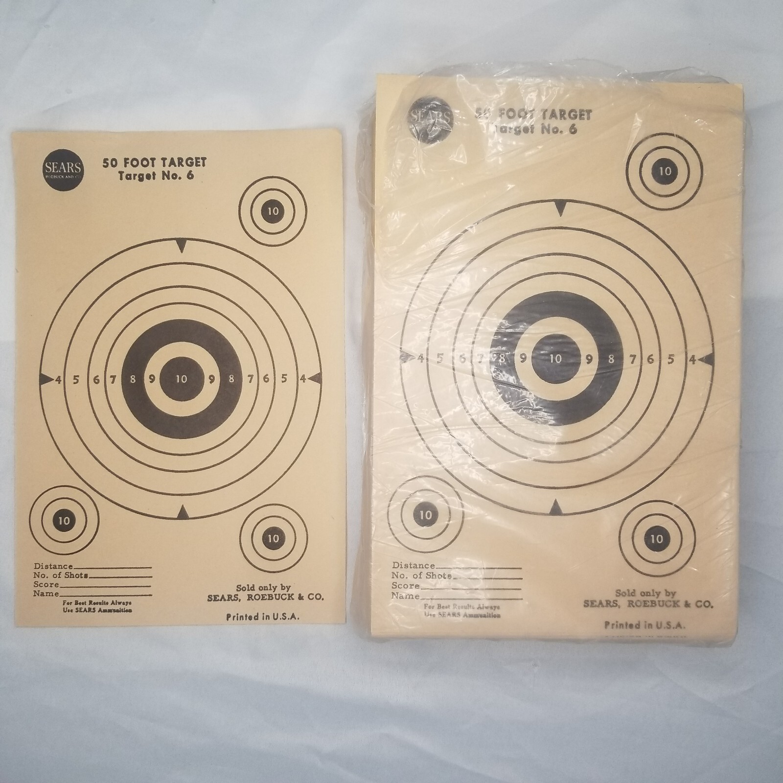 Vtg  Sears Roebuck & Co 50 Ft Target No 6 Bullseye Paper Sheets USA - 230 Unused