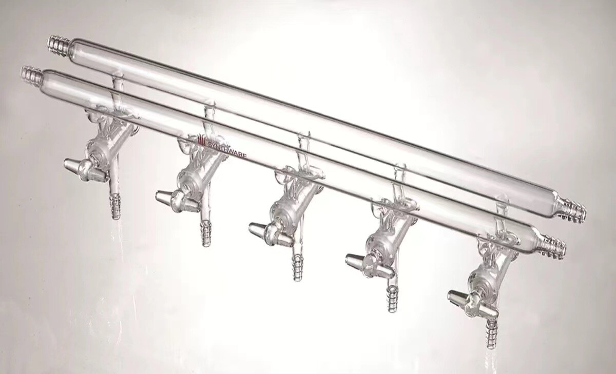 Double Manifold Vacuum Gas distributor for Schlenk Line 4 Hose Opens