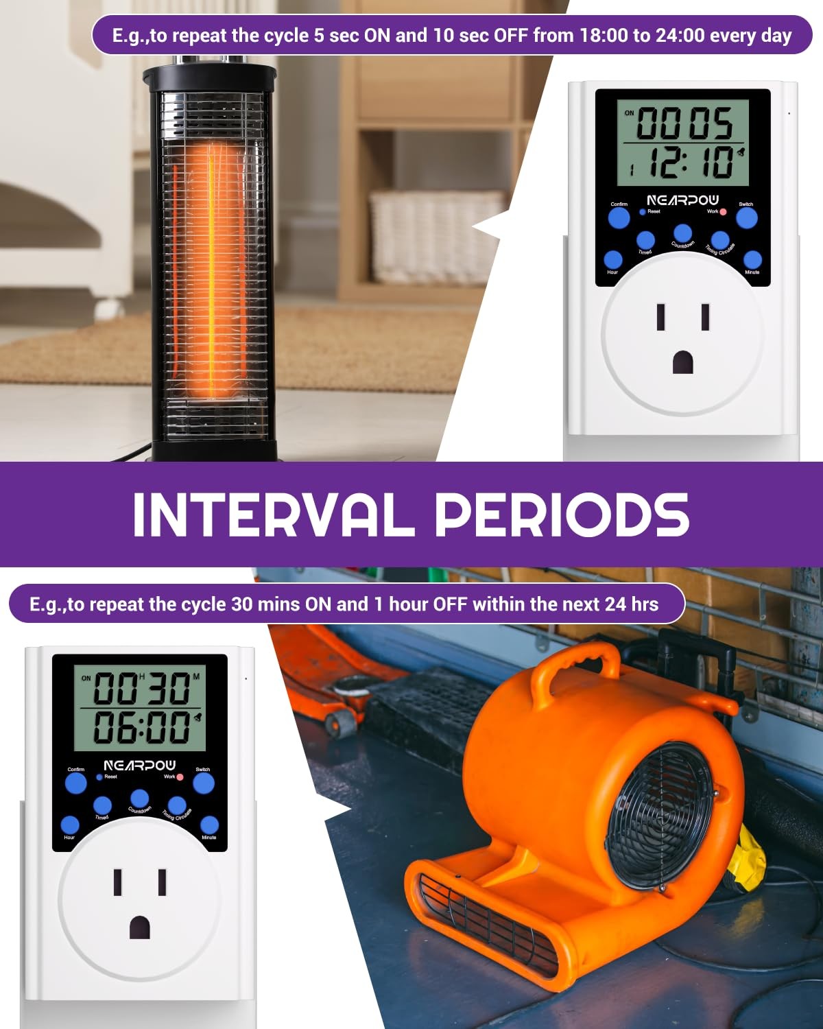 Timer Outlet Multifunctional Infinite Cycle Programmable Digital 3 Prong Plug