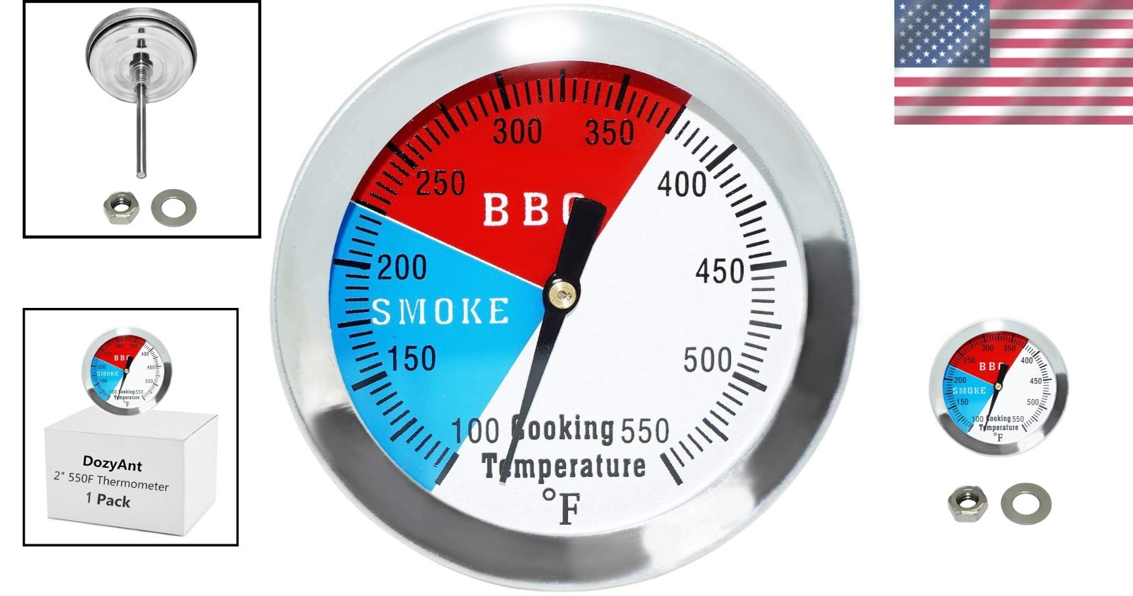 2'' BBQ Grill Temperature Gauge with 2.5'' Probe for Accurate Reading