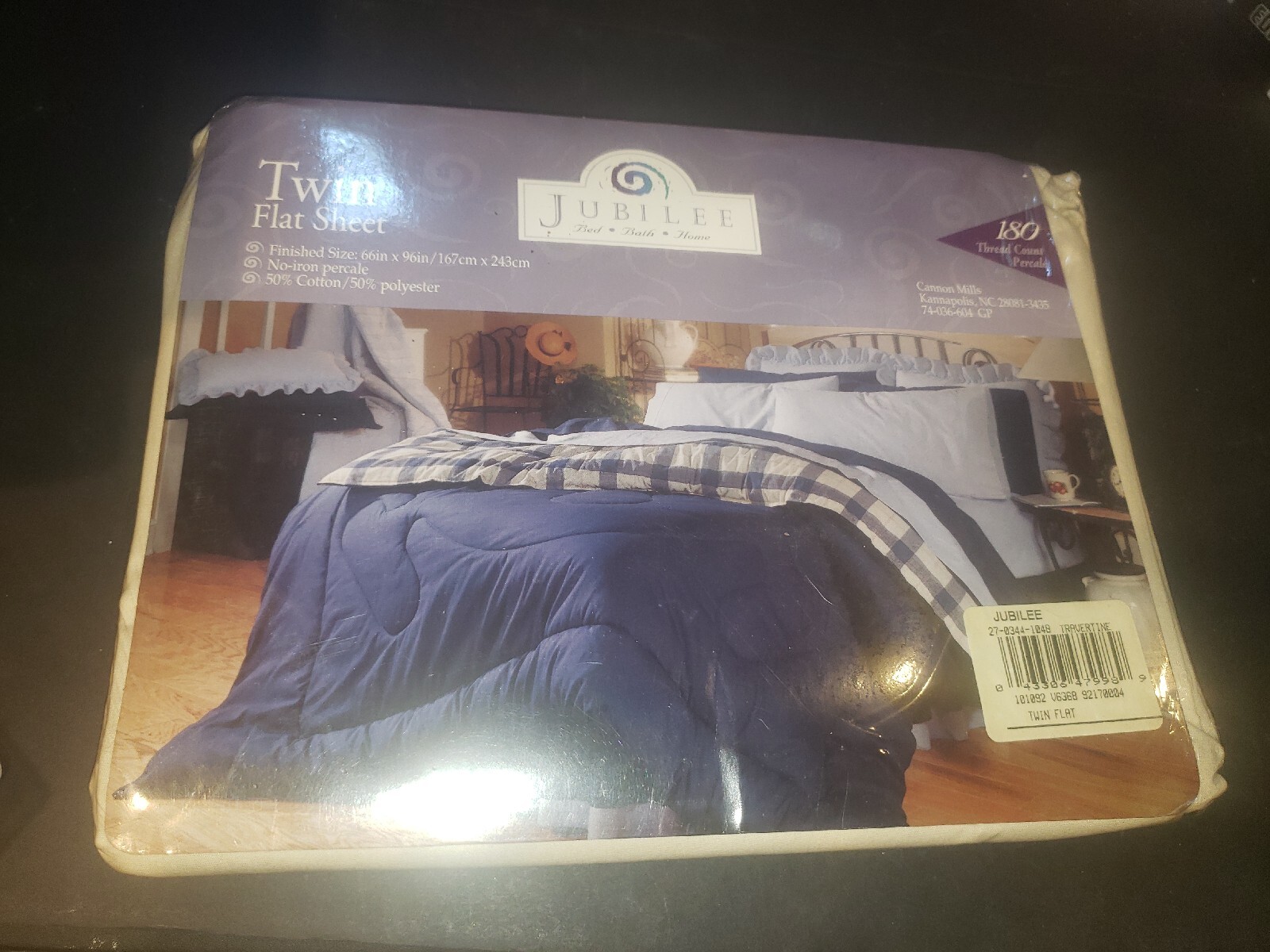 Twin Flat Sheet 50% Cotton 50% Polyester By Jubilee 180 Thread Count Travertine