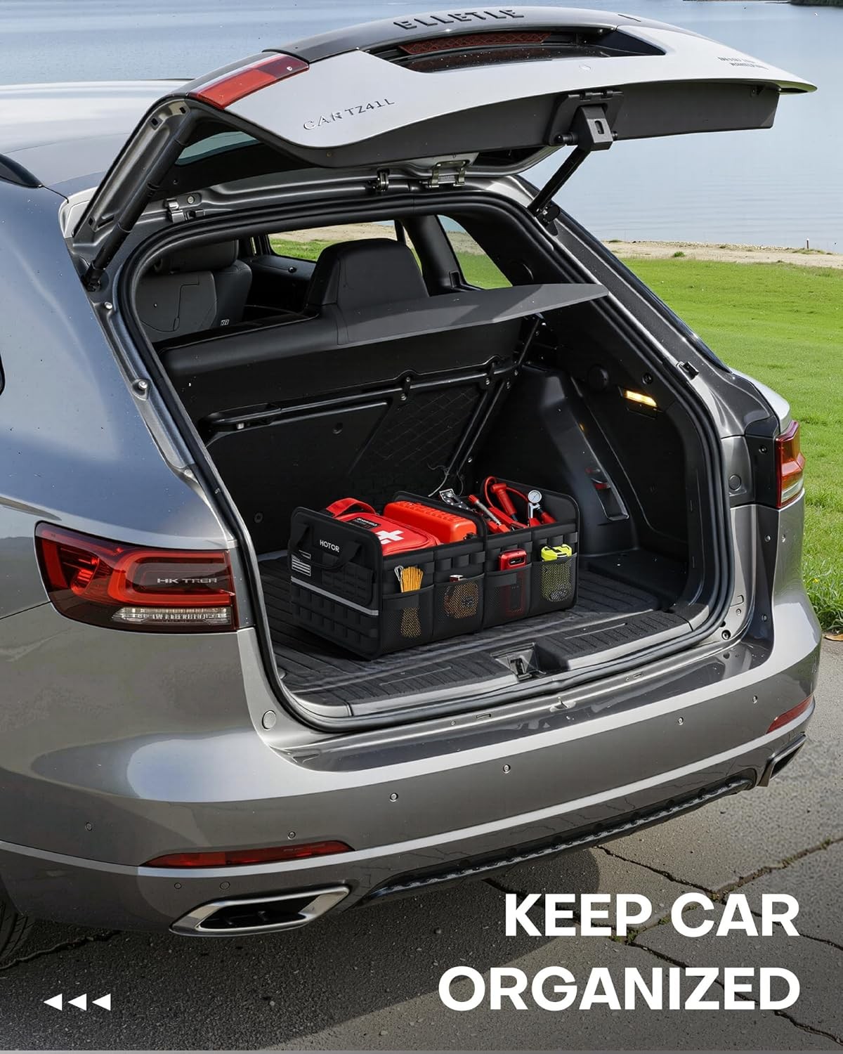 HOTOR Tactical Car Trunk Organizer - Foldable Trunk Organizer for SUV with Front