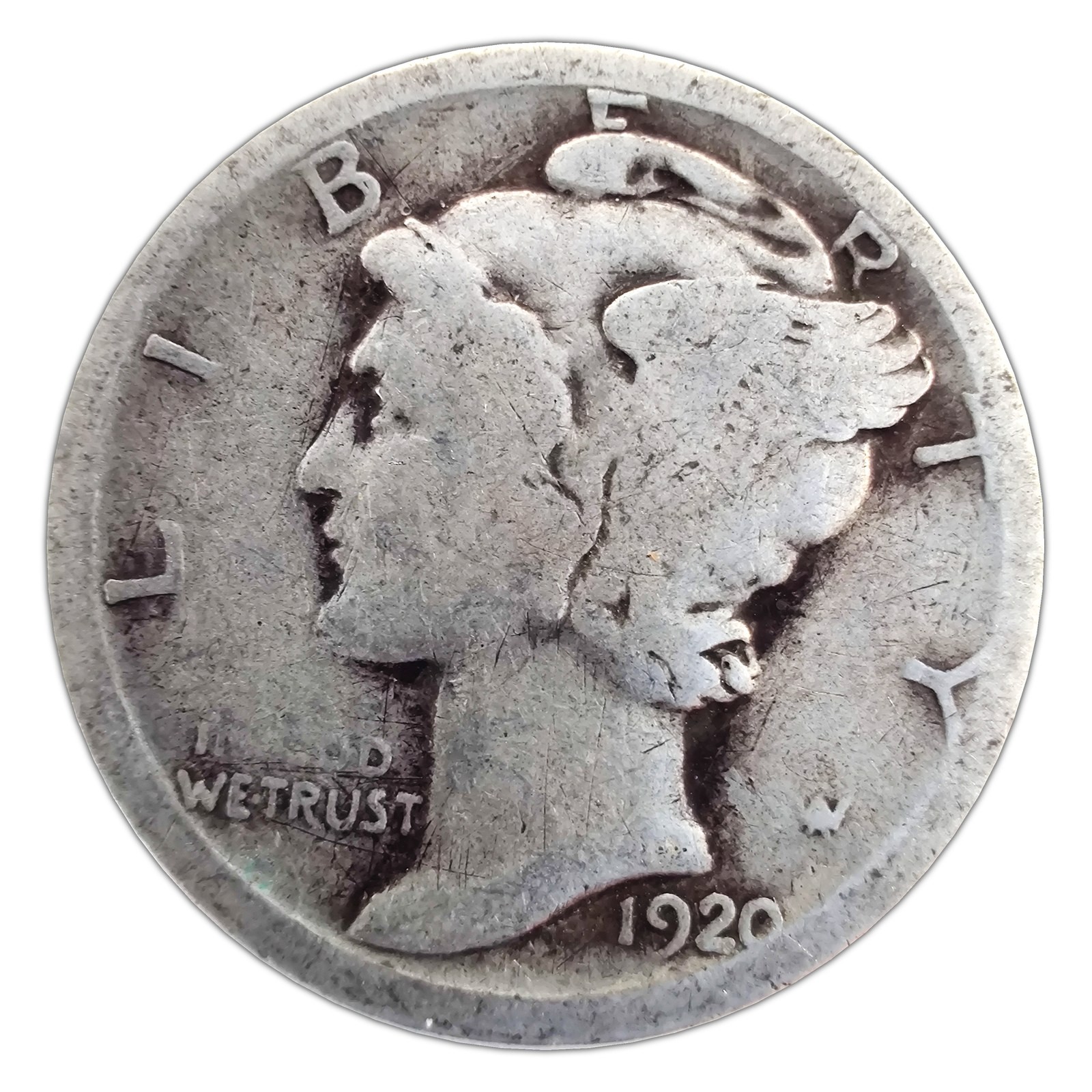 1920-S Mercury Dime AG About Good 90% Silver