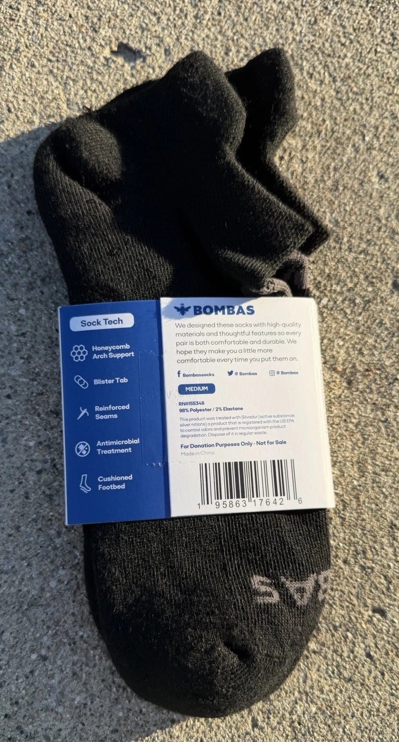 4 Pairs Of Bombas Ankle Socks New With Tags Size Medium Mens 6-9 Womans 8-10.5