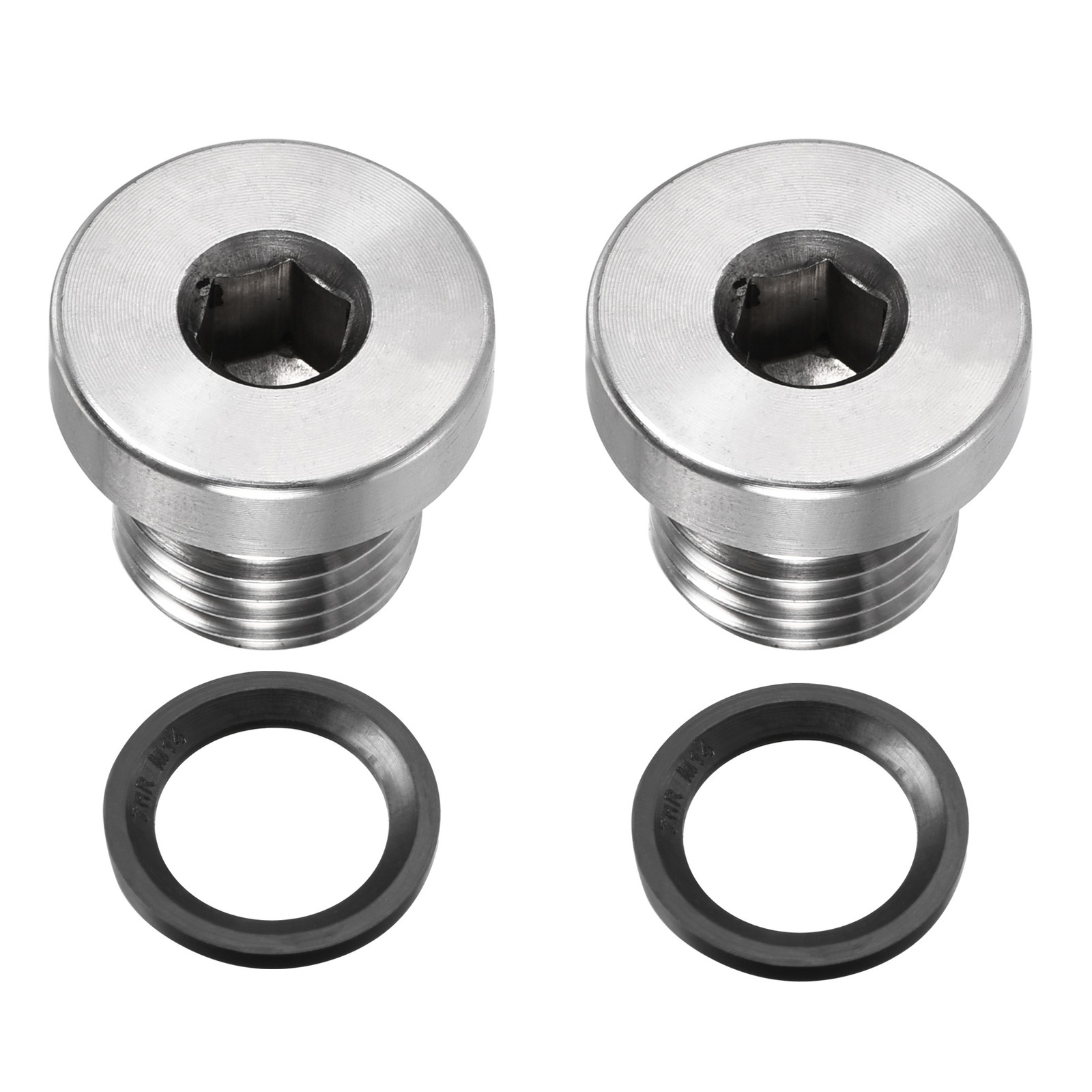 2 Pcs M14 x 1.5 Stainless Steel Internal Hex Head Socket Pipe Fitting (Silver)
