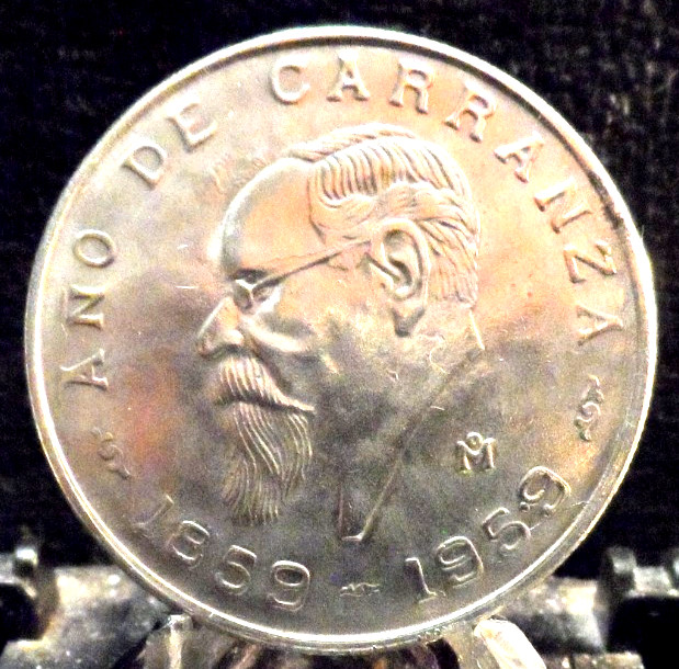 CIRCULATED "1859~1959" ANO DE CARRANZA 5 PESOS MEXICAN COIN(81619)