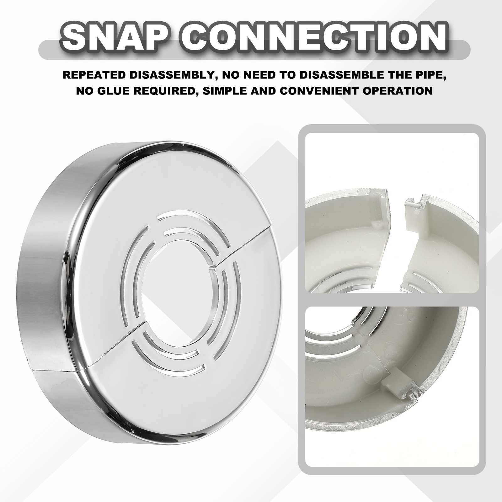 2pcs Wall Split Flange 0.59" Plastic Round Split Flange Pipe Cover, Silver