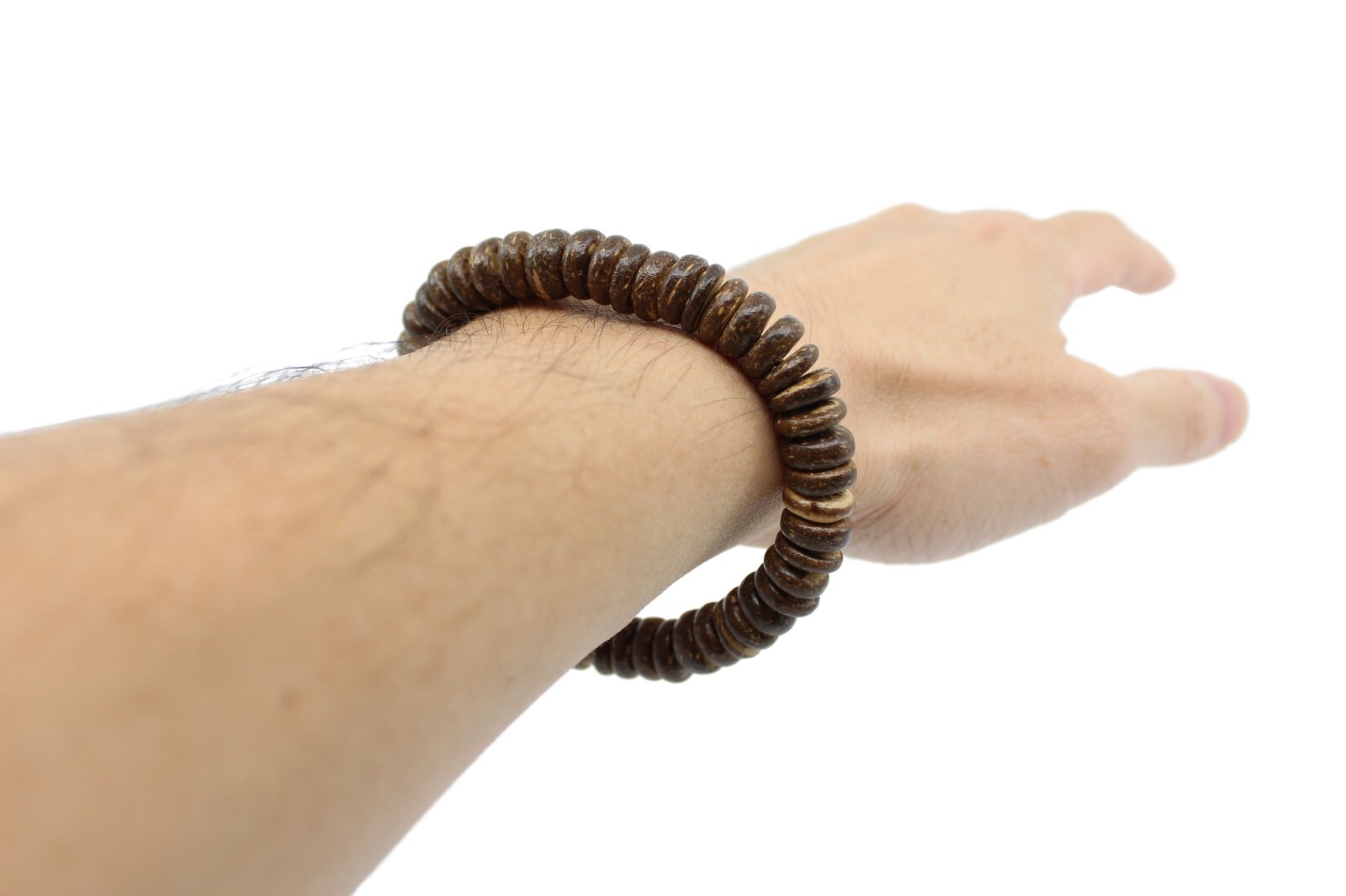 Coconut Shell Bracelet - 7", Dark Brown Coconut Shell (Thick), Hawaiian Surfer