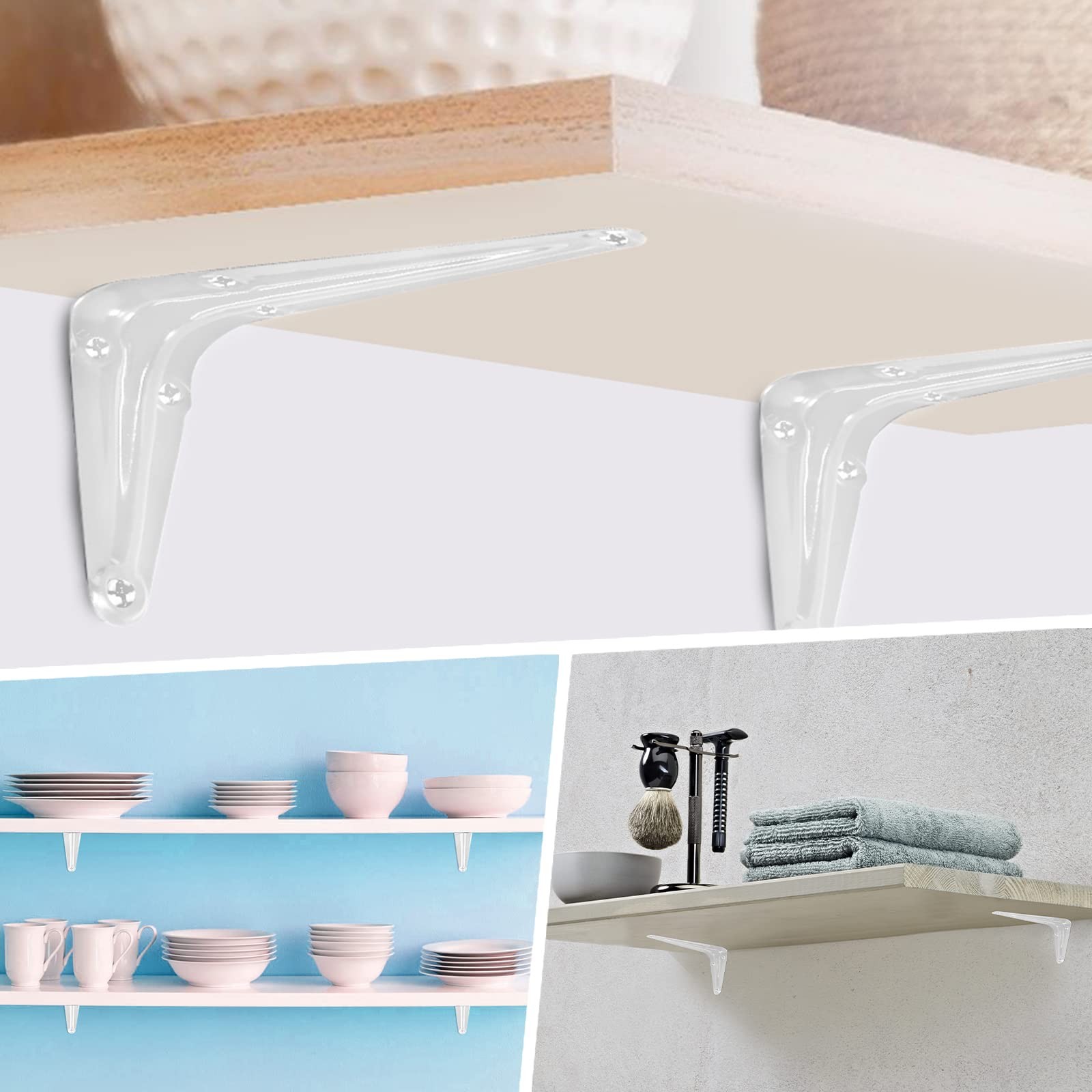 12pcs 6 Inch Shelf Brackets, White L Bracket