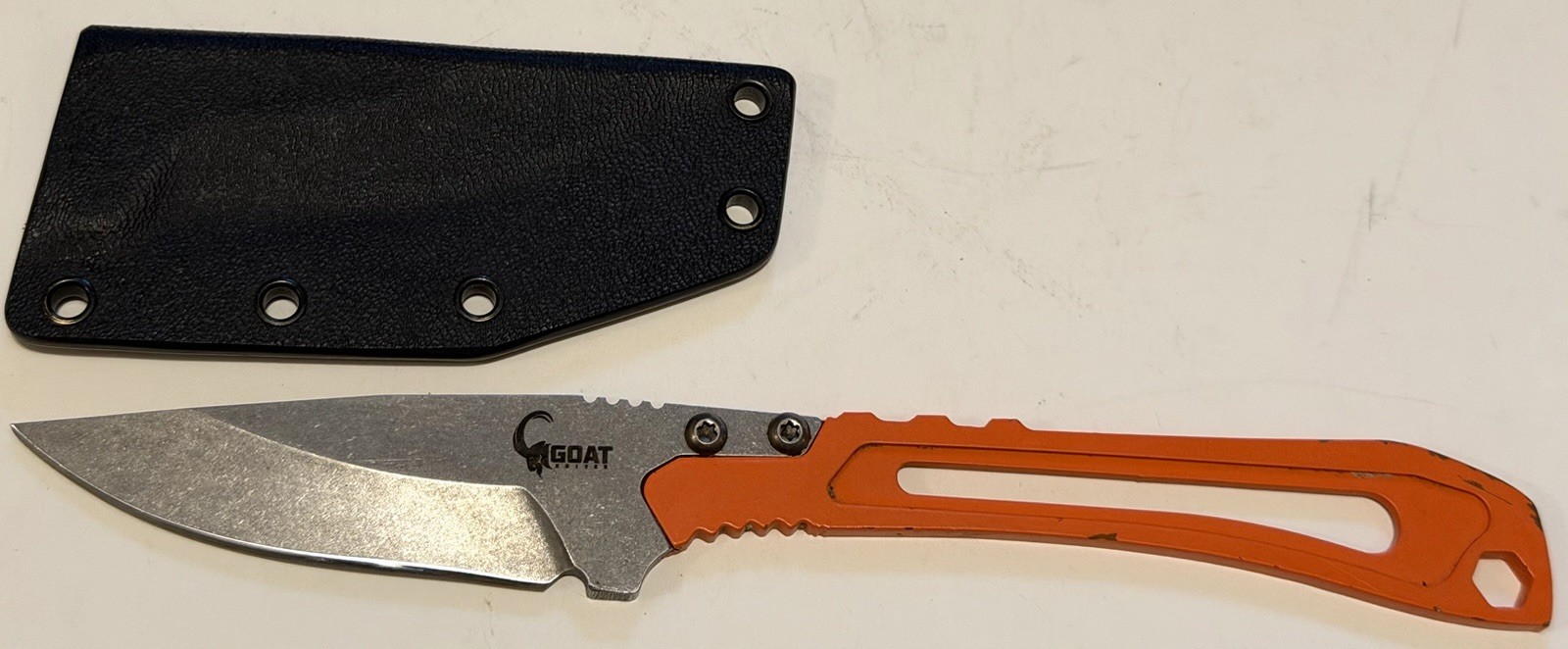 Goat Knives TUR Skeleton Pro Fixed Blade Knife With Sheath In Great Condition S5