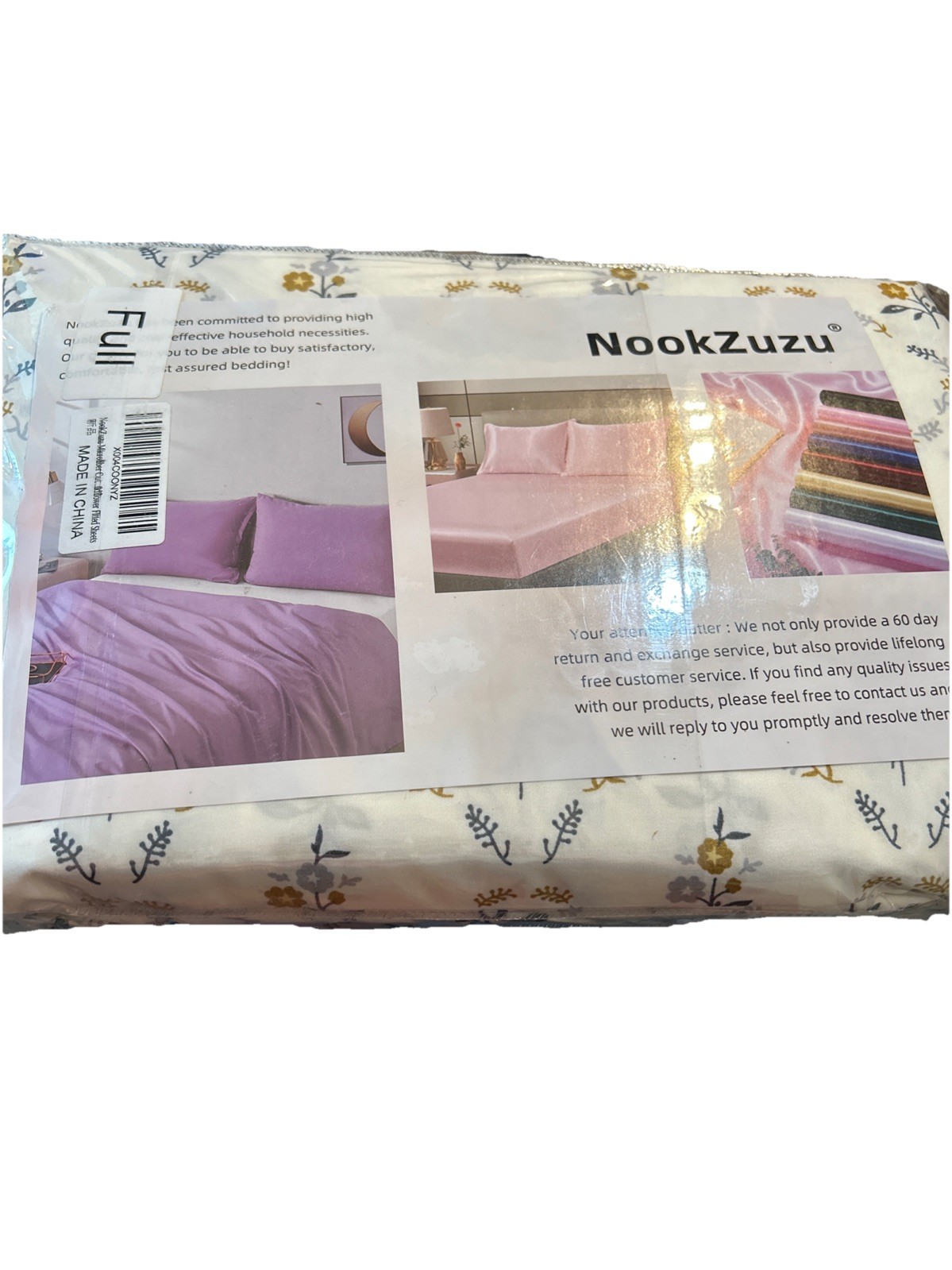 NookZuzu 4 Piece Full Sheet Set, Floral Basics Microfiber Sealed In Package