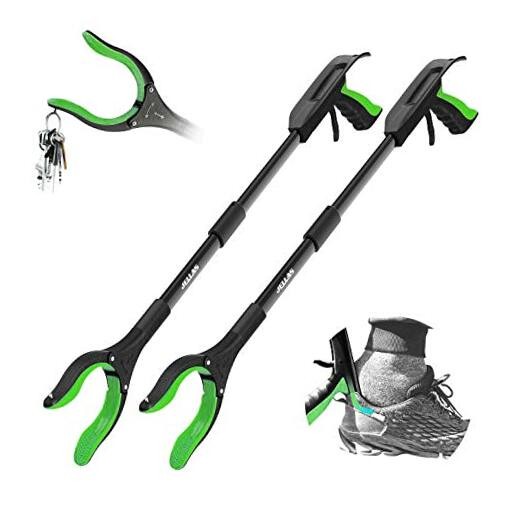 2-Pack 32 Inch Grabber Reacher Tool with Magnetic Tip, Reacher Grabber Green