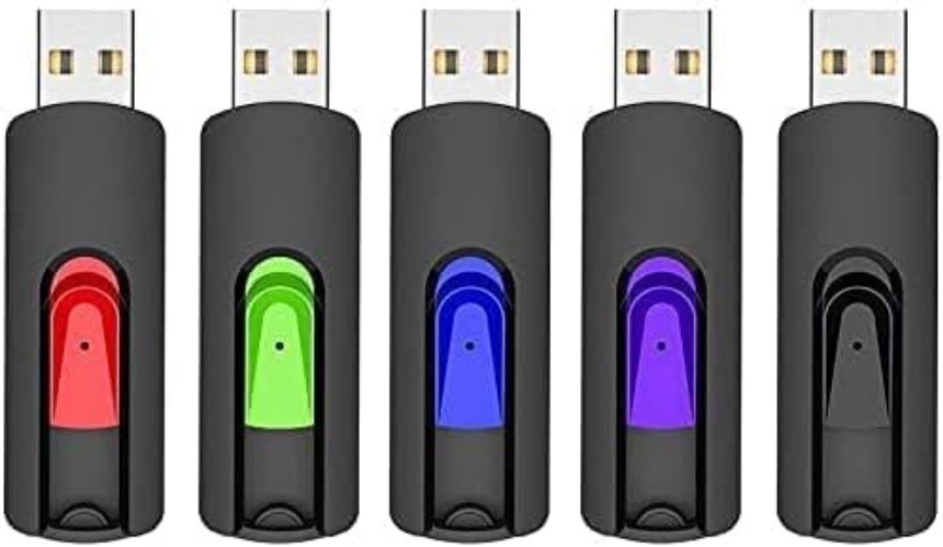 Compact 64GB USB Flash Drive Set - 5 Mixed Colors with Easy Retract Feature