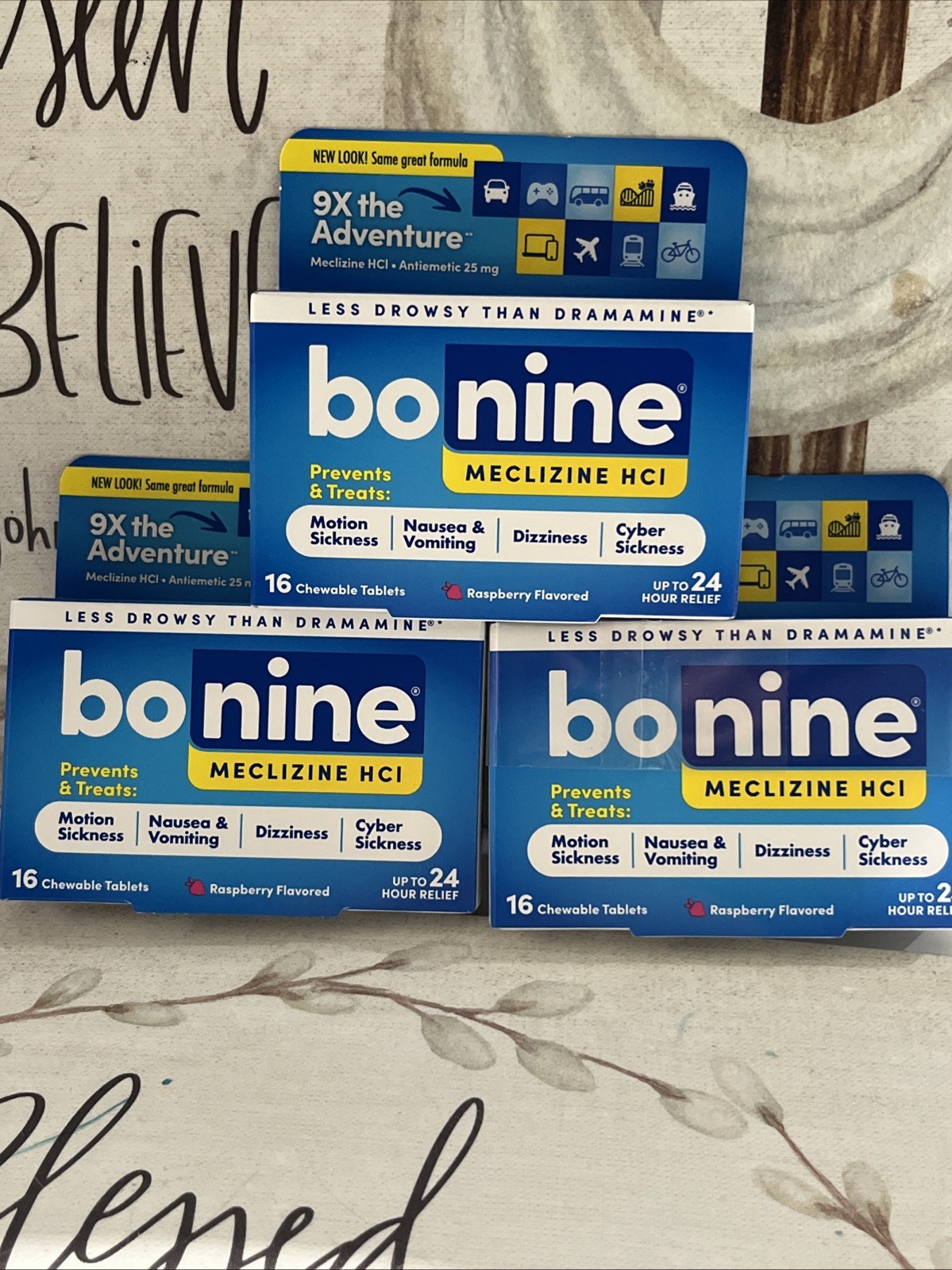 Bonine MECLIZINE HCI - Raspberry Flavored; 16 Chewable Tablets (3 Pack) BB 05/26