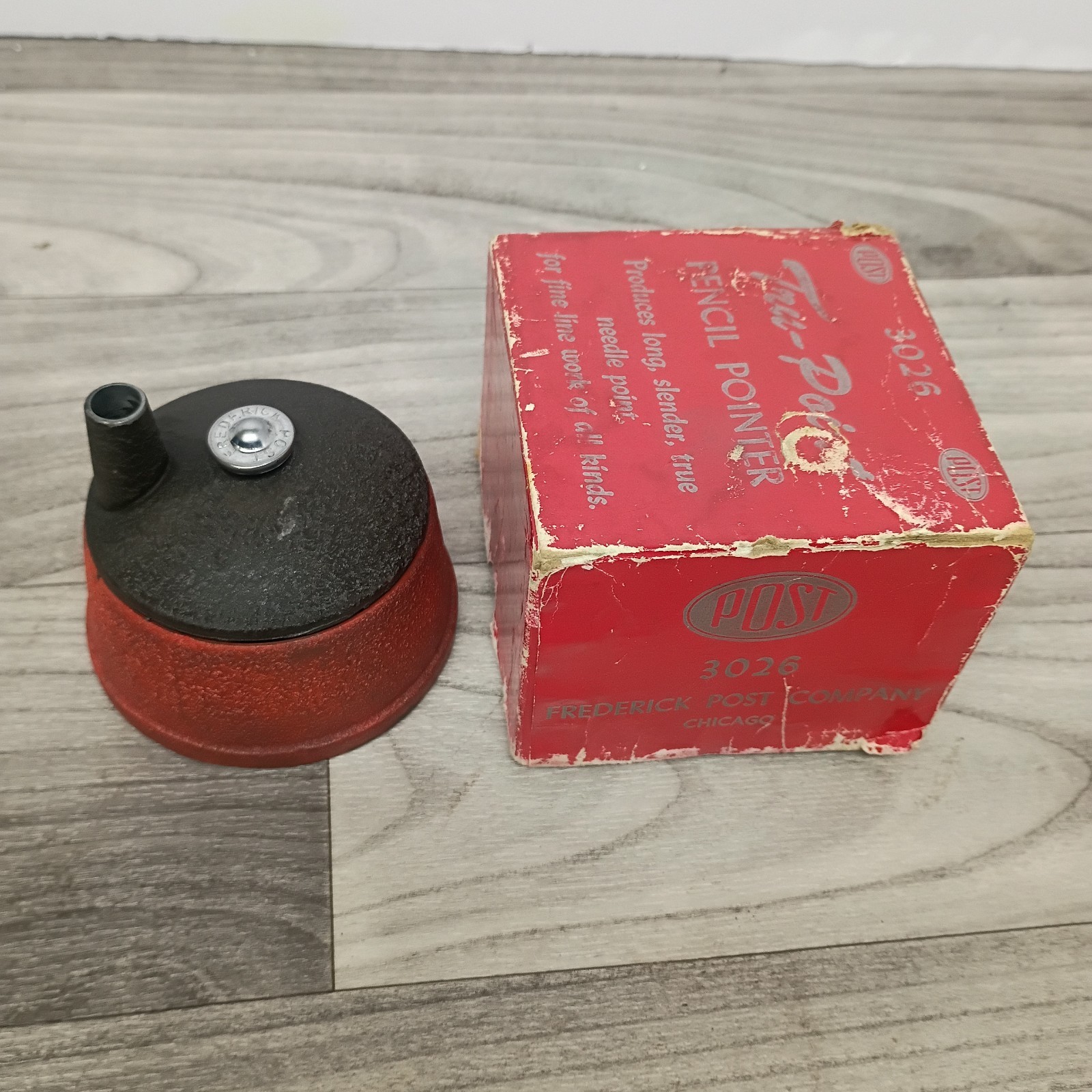 Vintage Frederick Post Tru-Point 3026 Pencil Pointer Sharpener Drafting with Box