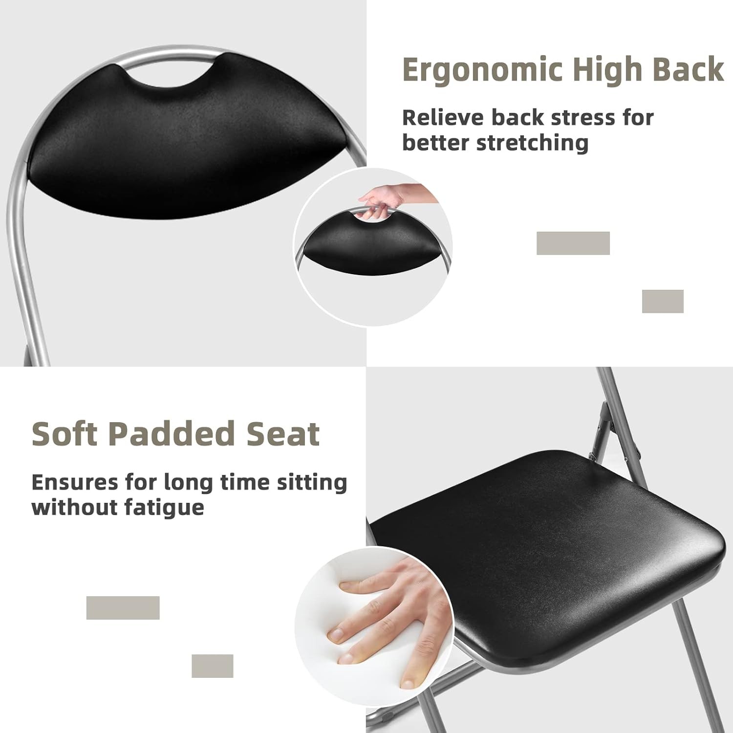 6-Pack Folding Chairs Set - Waiting Room Chairs with Padded Seats and Carrying H