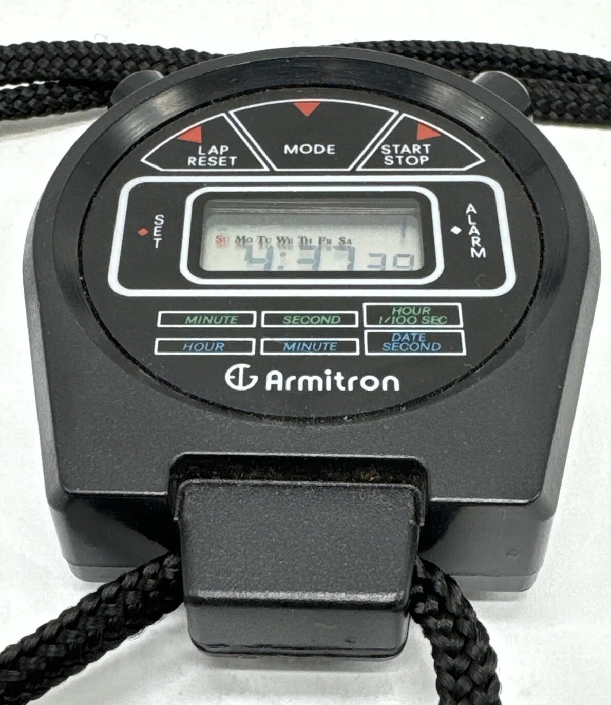 Armitron Date Lap Stopwatch Stop Watch Clock Alarm NEW BATTERY