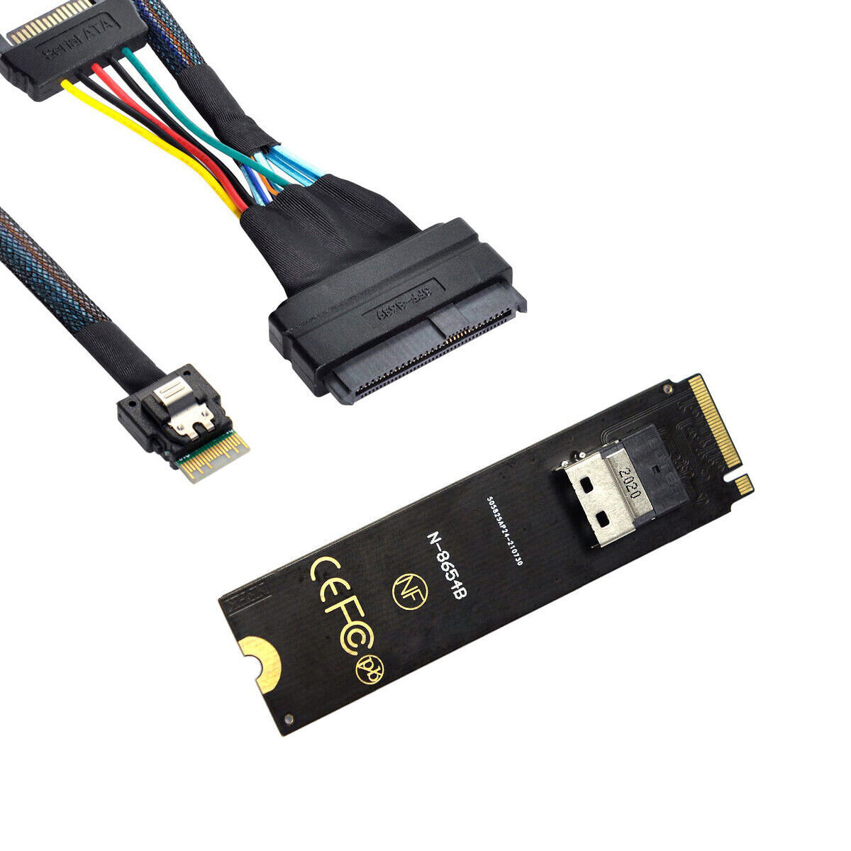 NFHK NGFF M-Key NVME to SFF-8654 Card Adapter and U.2 SFF-8639 PCIe SSD Cable