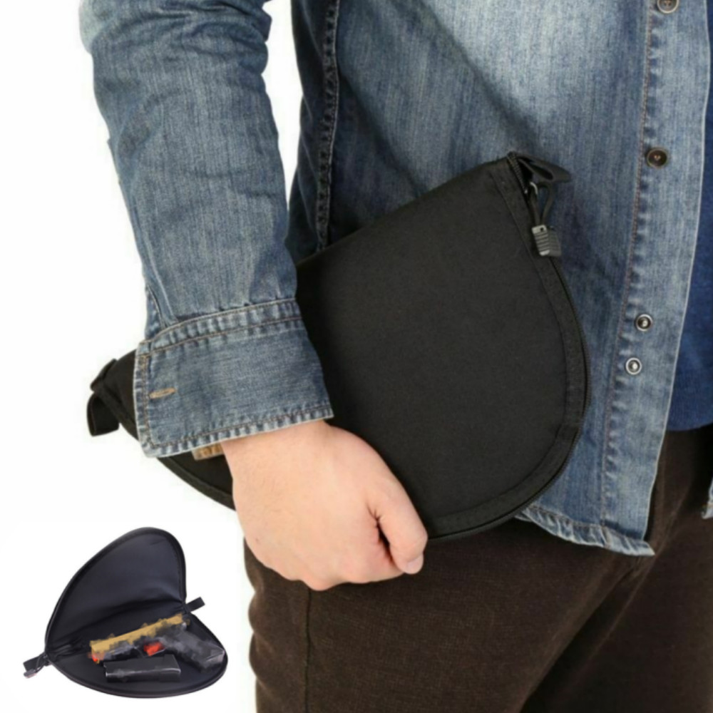 Zip Up 12" Pistol Case Black Padded Soft Lining Hunting Case Pouch Gun Bag US