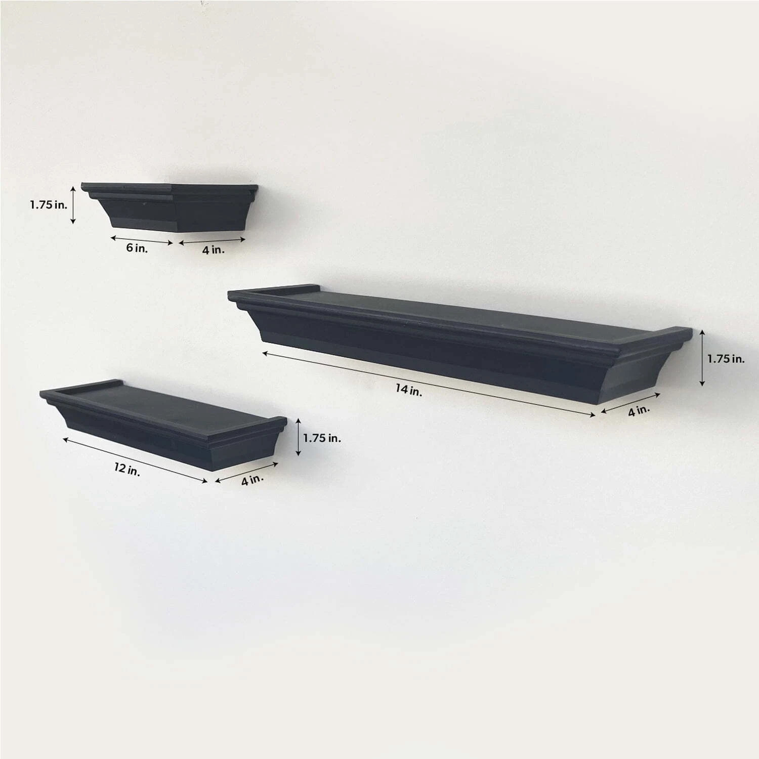 Mainstays Decorative Shelf Set - 3 Pieces Black