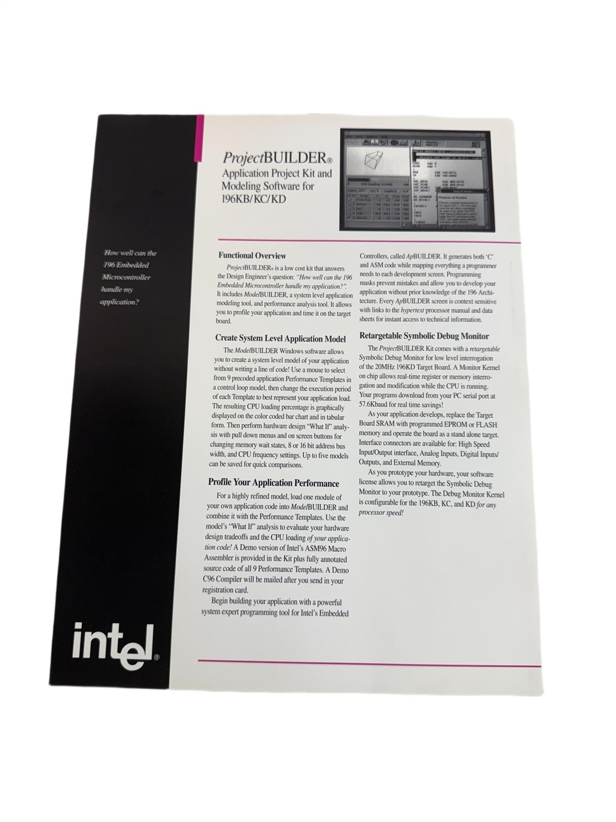 Intel 1994 MCS 96 Product Builder Software Literature Borchure
