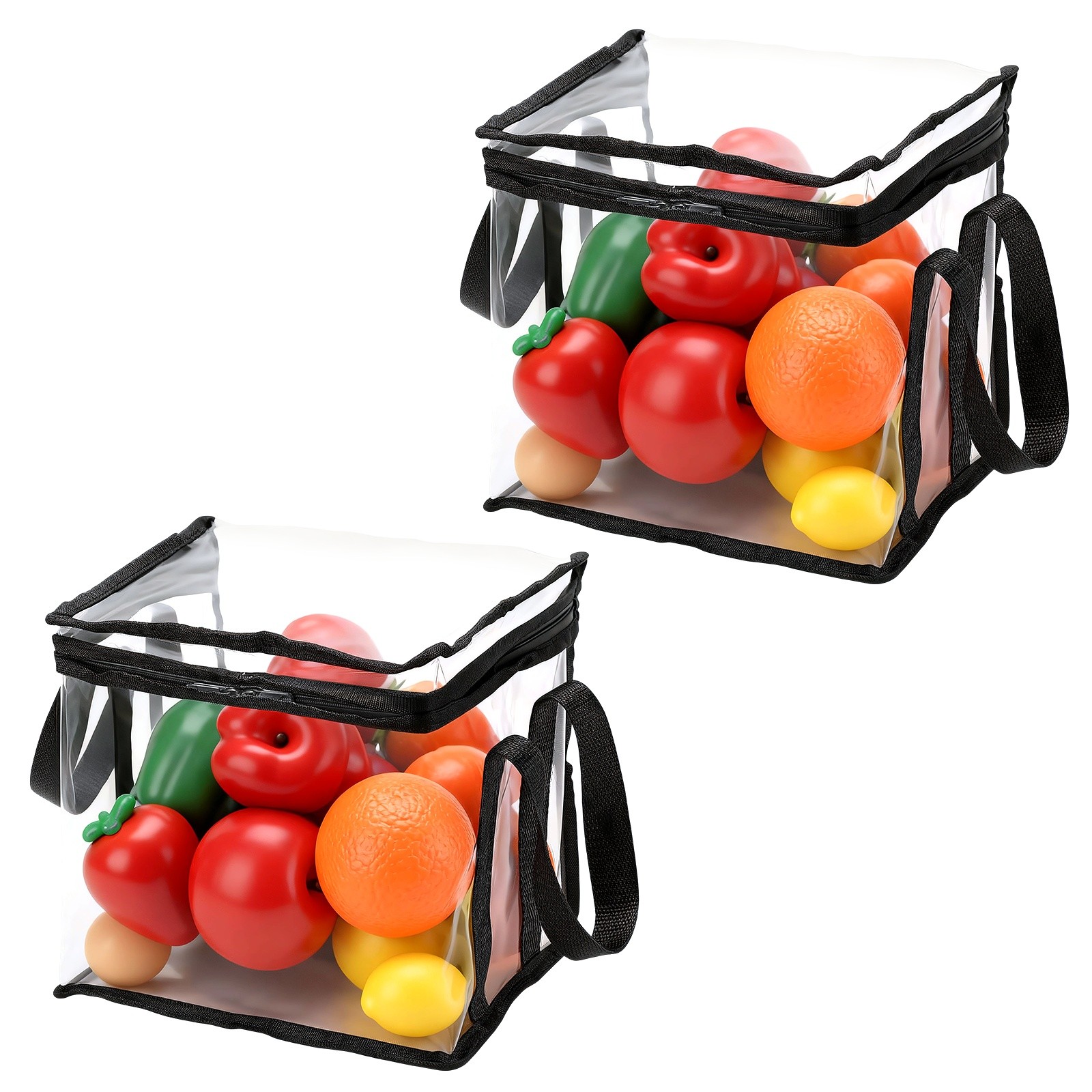 2Pcs Doll Storage Bags 9 x 6.7 x 8.3" Organizer Bag Clear Black