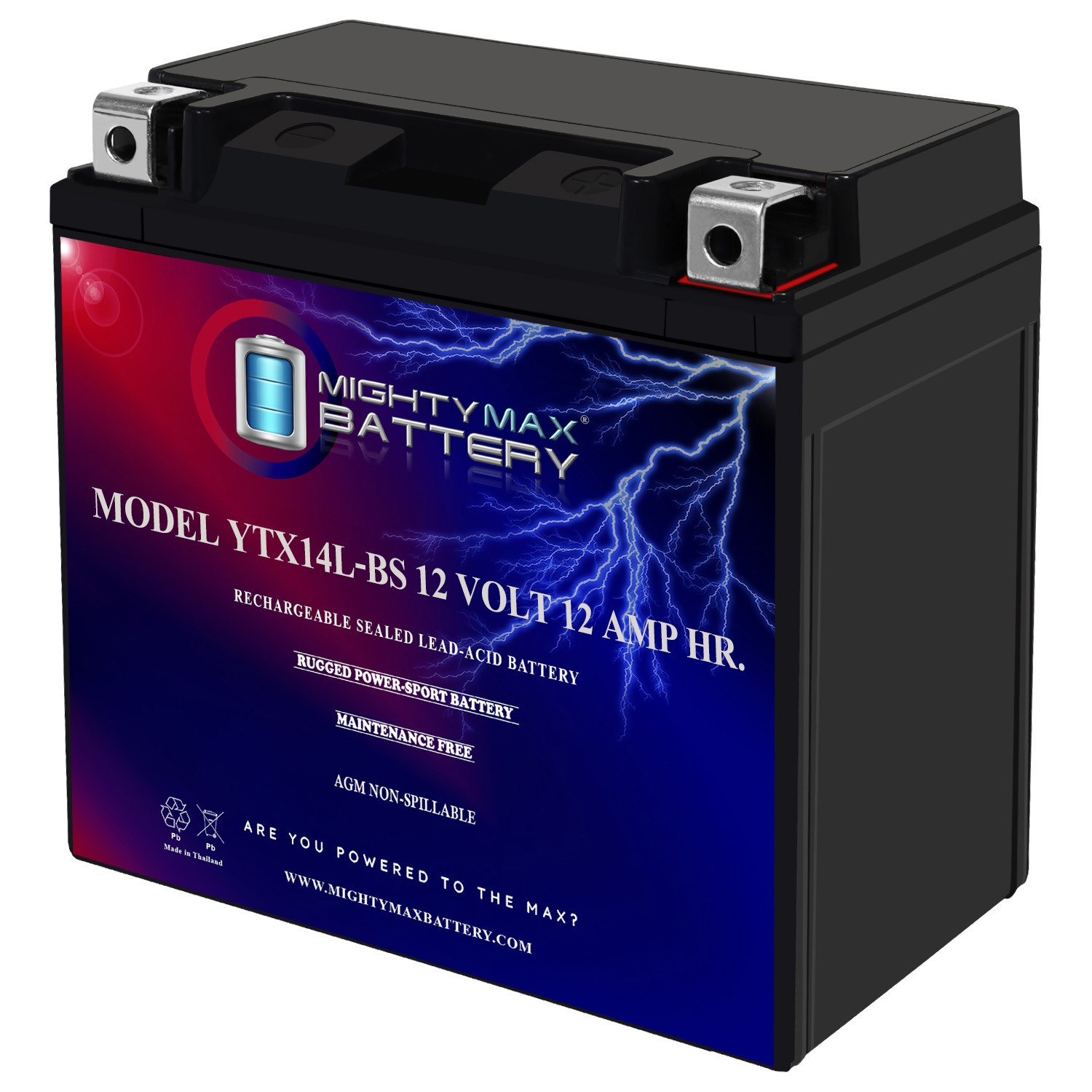Mighty Max YTX14L-BS Replacement Battery Compatible with BRP 600 Ryker ACE 19-22