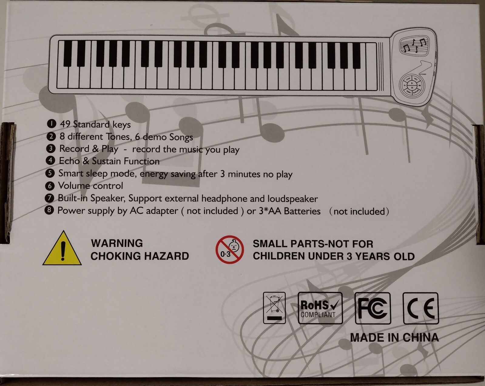 PT49 Kid's 49-Key Flexible Roll-Up Educational Electronic Rollup-Piano1