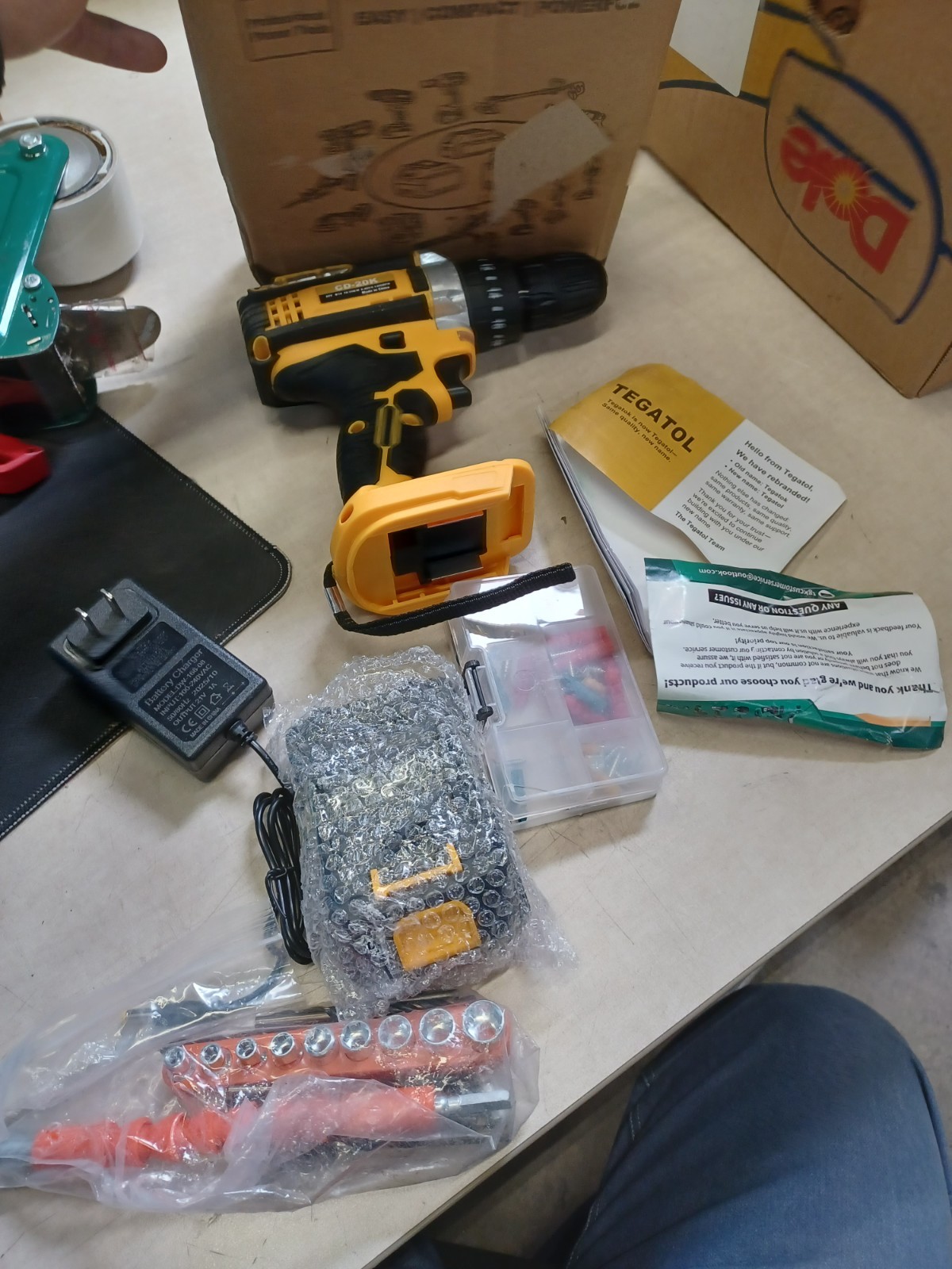 Tegatok Cordless Drill With 20v Battery, Charger, Accessories, CD-20K