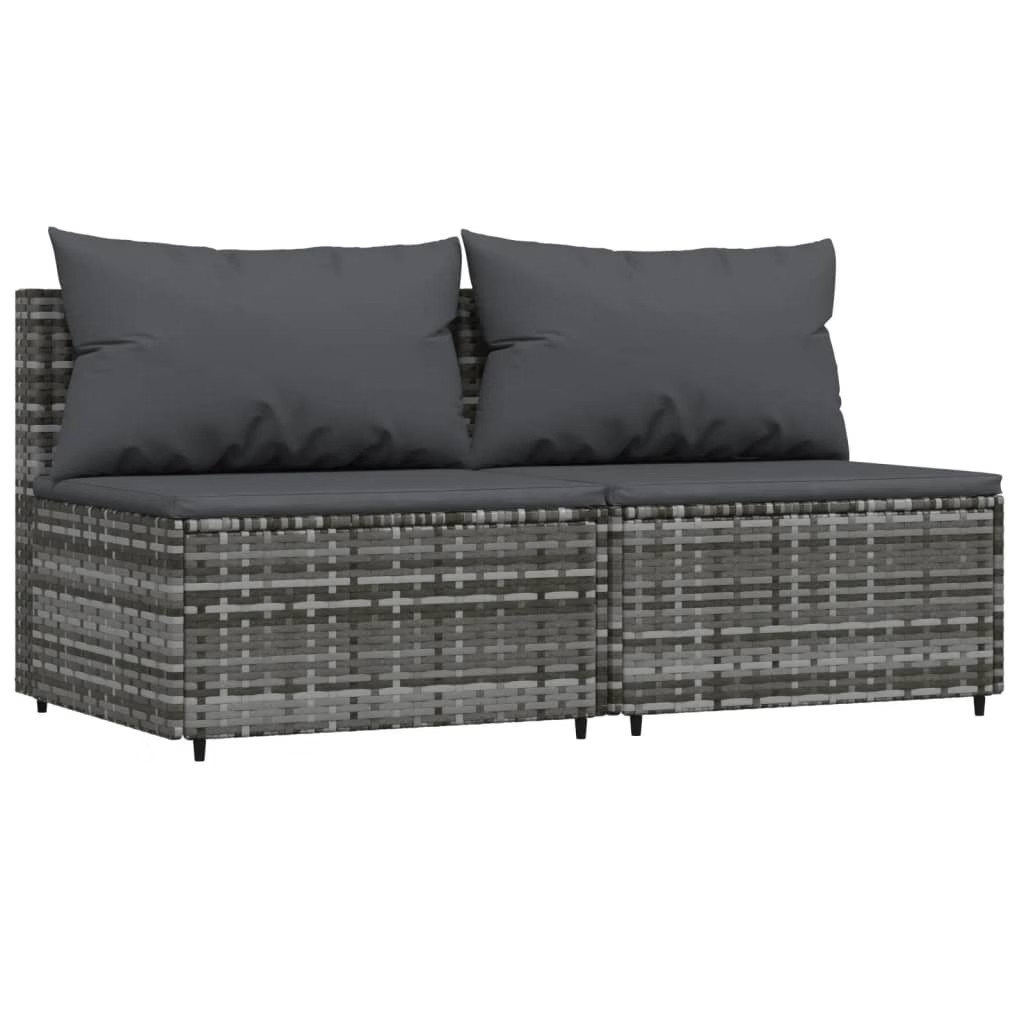 Patio Lounge Set Grey PE rattan Compact Adjustable Feet