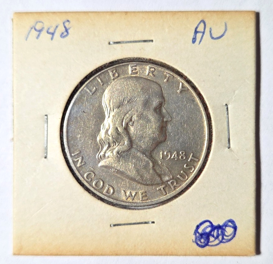 1948 Franklin Half Dollar 90% Silver - AU