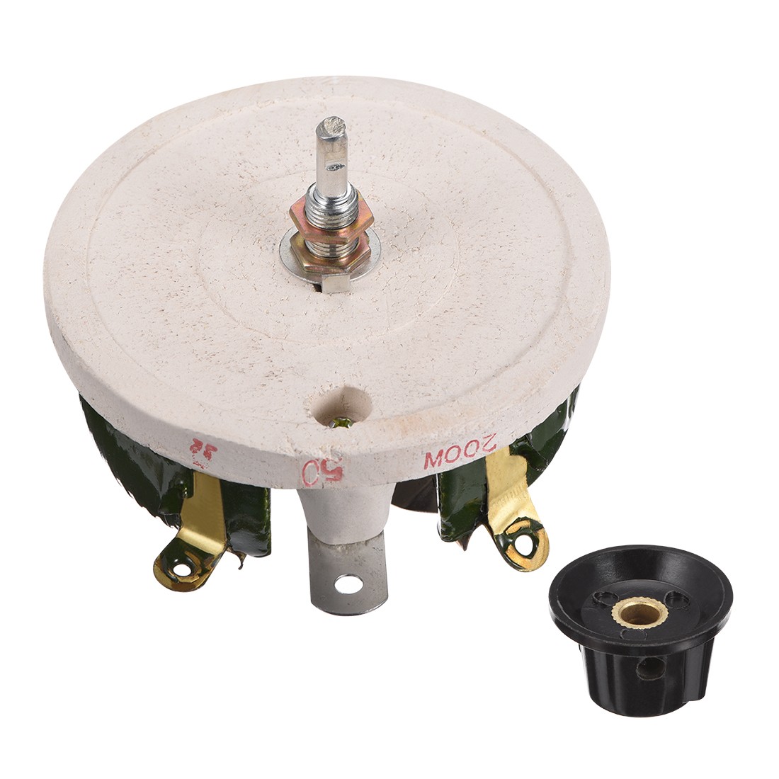 Wirewound Ceramic Potentiometer Variable Rheostat Resistor 200W 50R Ohm W Knobs