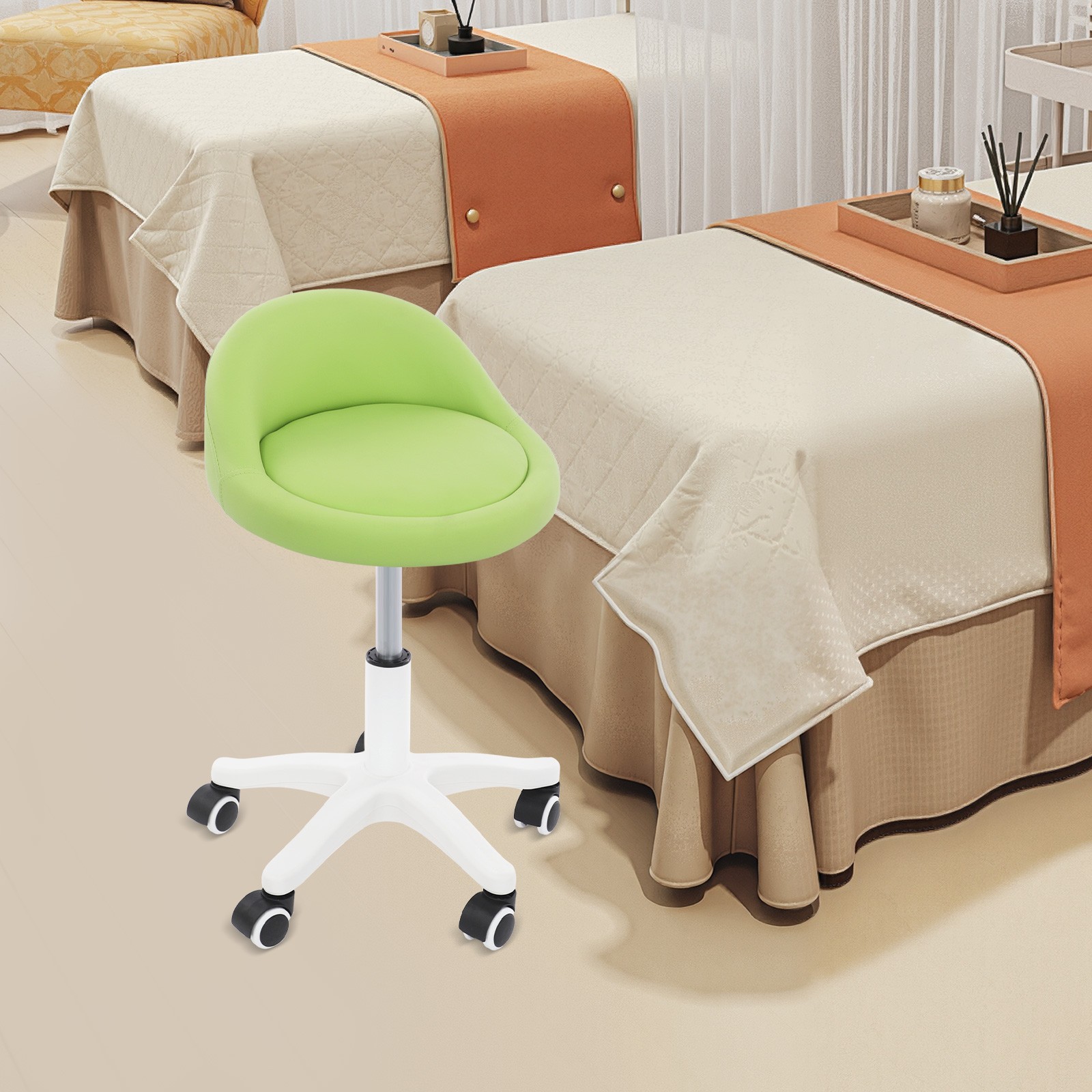 Adjustable Beauty Salon Chair Rolling Stool Rolling Stool with Low Backrest