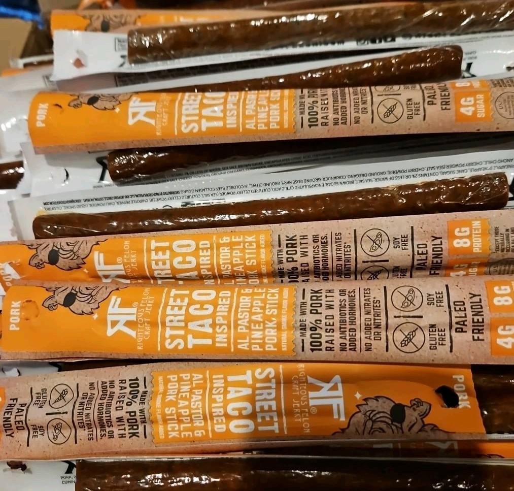 40! Righteous Felon Street Taco Meat Sticks 100% Pork Gluten Free & Keto BB 4/26