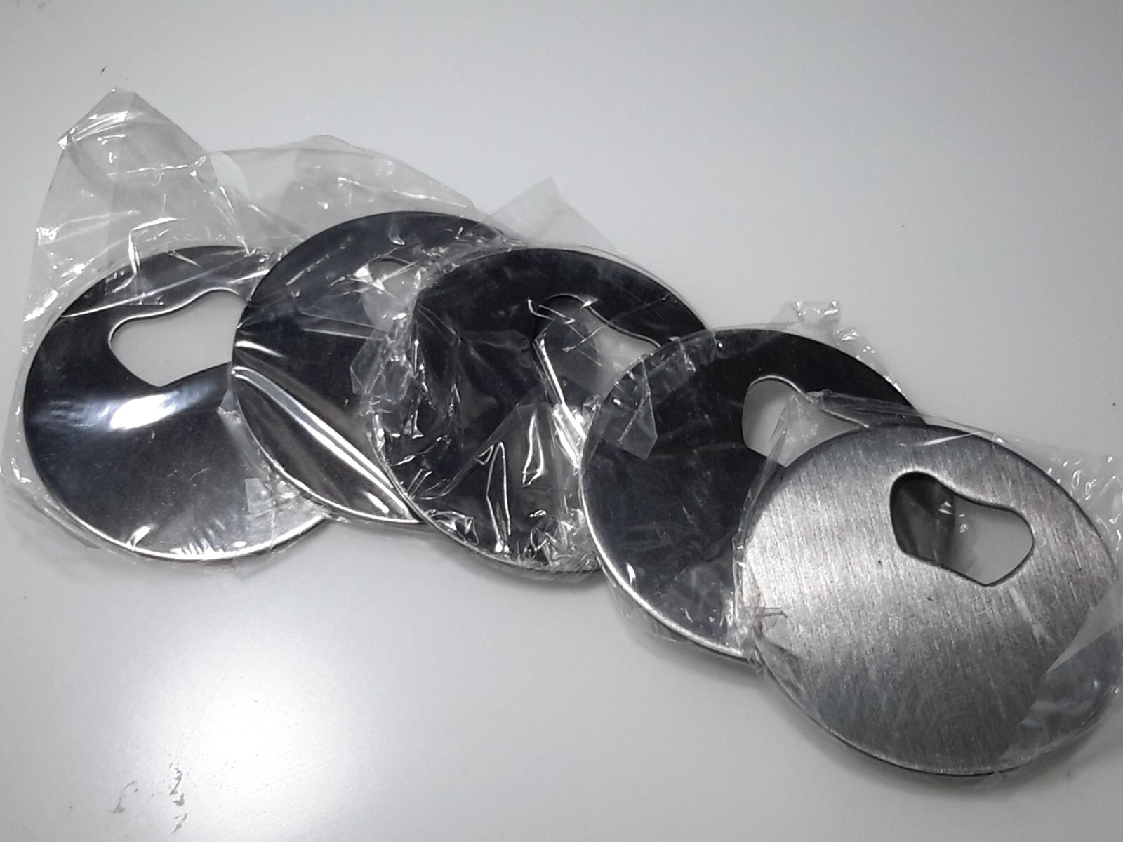 Lot of (5) New Stainless Steel Round Bottle Opener Bartender Beer or Popper Key