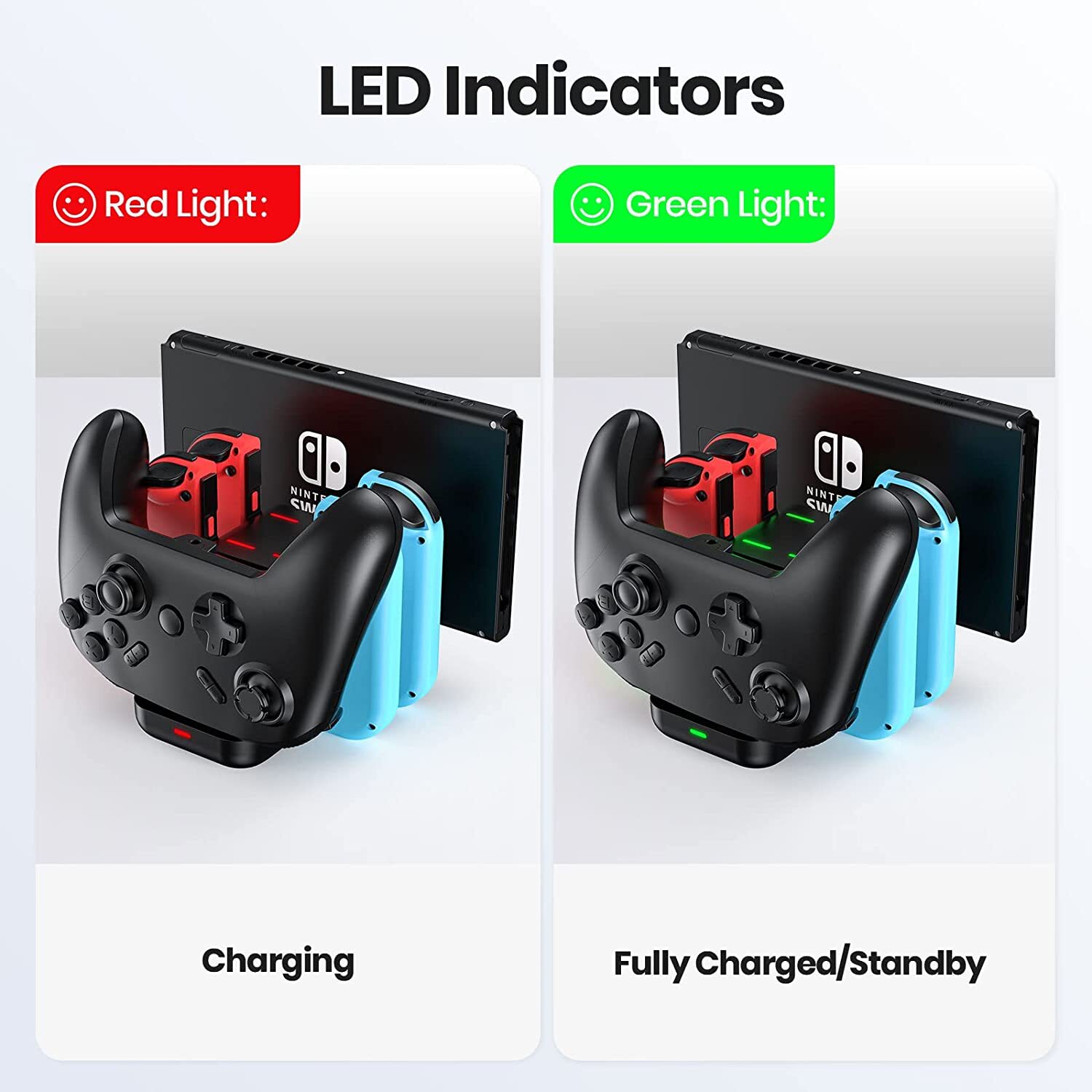 NEWDERY Controller Charger Dock For Nintendo Switch Pro Controller and Joy con