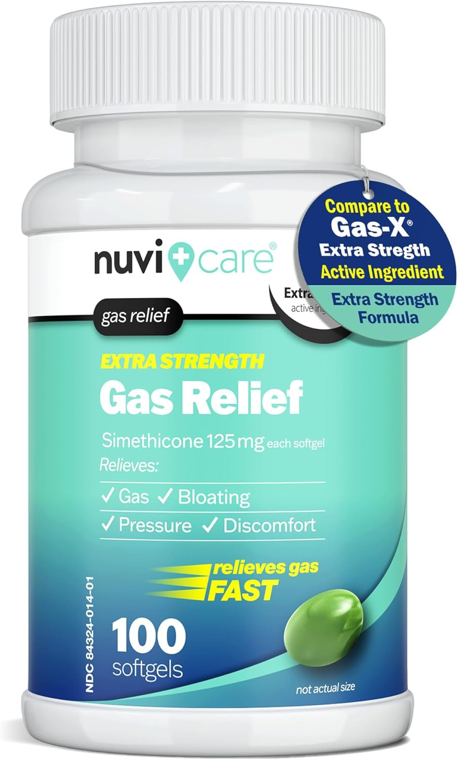 Extra Strength Gas Relief - Simethicone 125Mg Softgels - Fast anti Gas Bloating