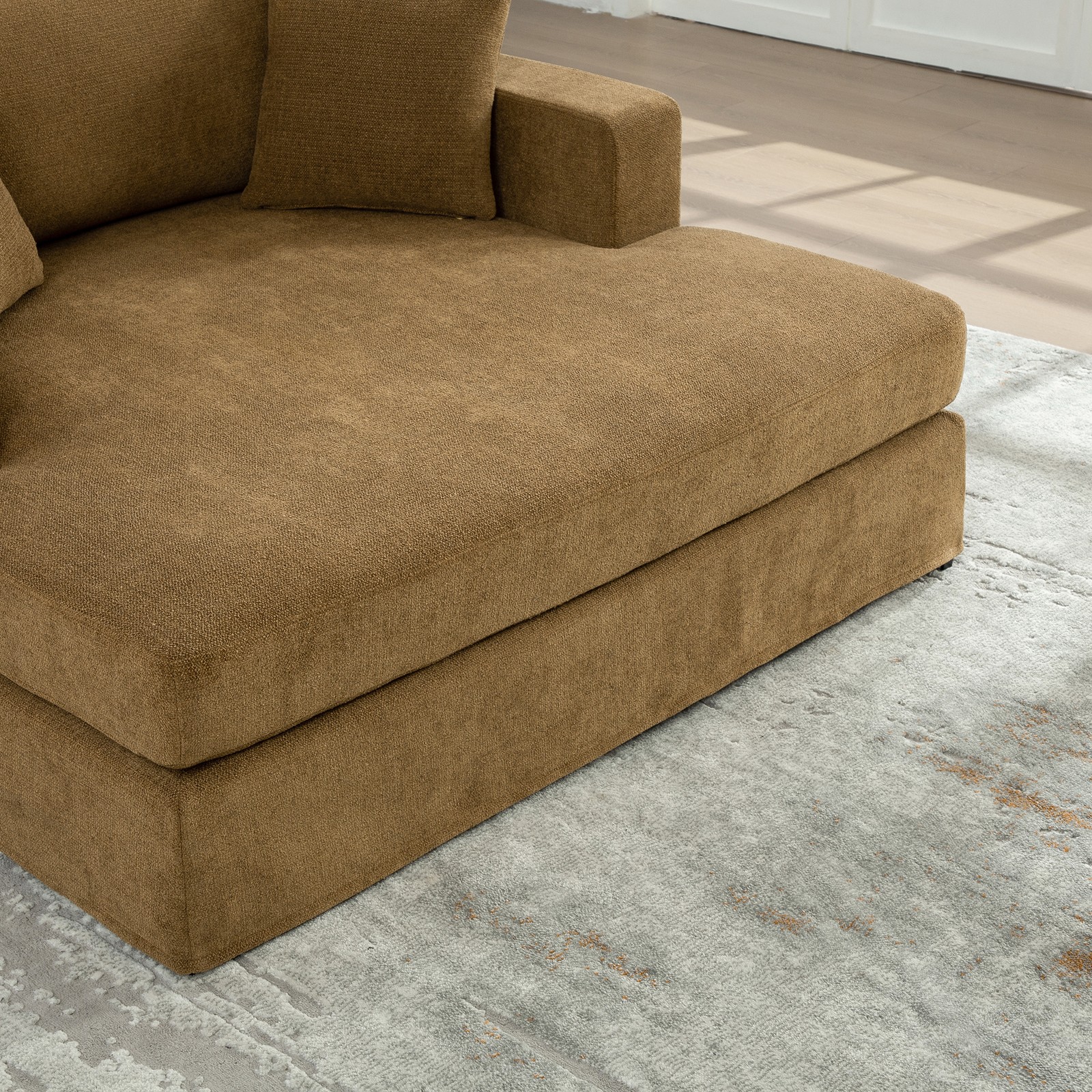 56.3" Wide Extra-Large Sofa Bed, Chenille Linen Fabric, Sturdy Metal Legs, Str