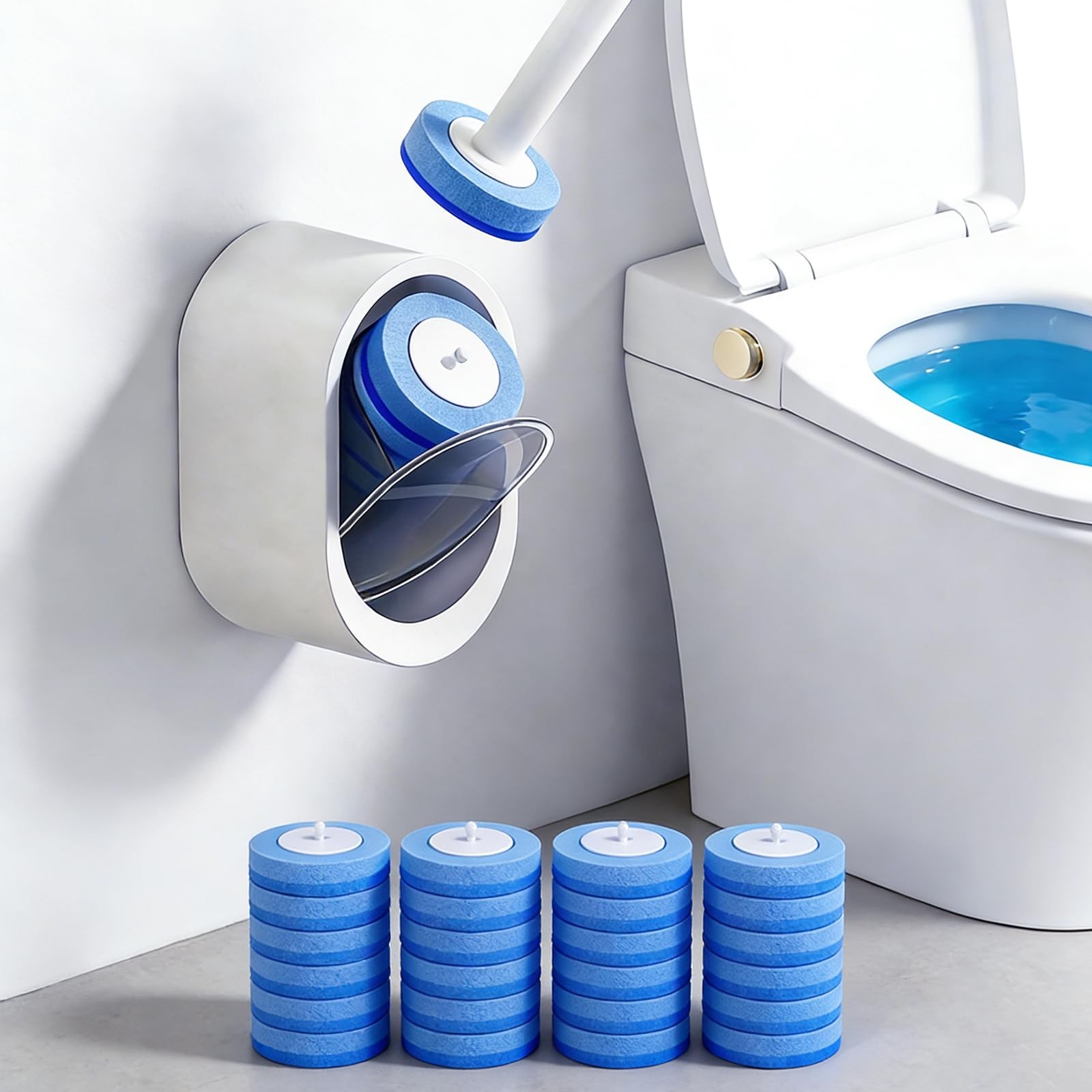 SOPAMI Disposable Toilet Cleaning System - Wand Kit with 16 Blue