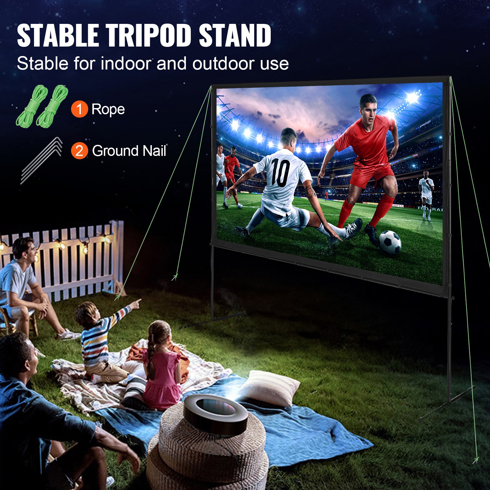Uimoso Projector Screen with Stand 100 in 16:9 4K 1080 HD Movie Screen Bar Feet
