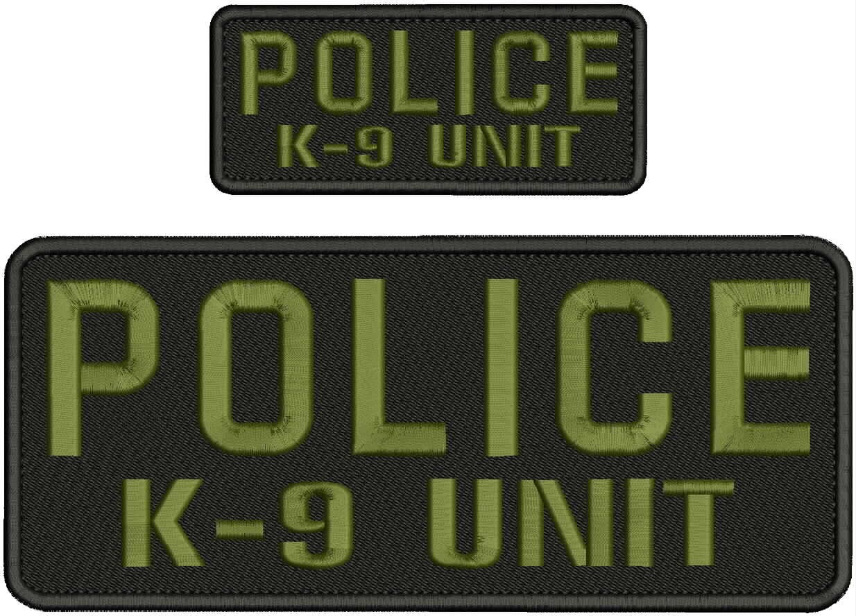 Collectible Embroidery Patch Police k-9 unit 4x10 on 2x5 Od Green On Black