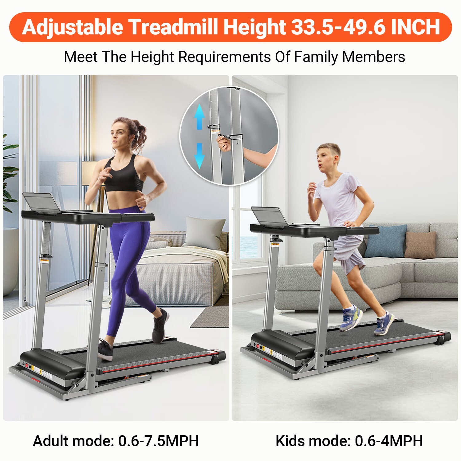 2.5HP Treadmill Portable Folding Walking Running Machine 300lbs Capacityfor Home