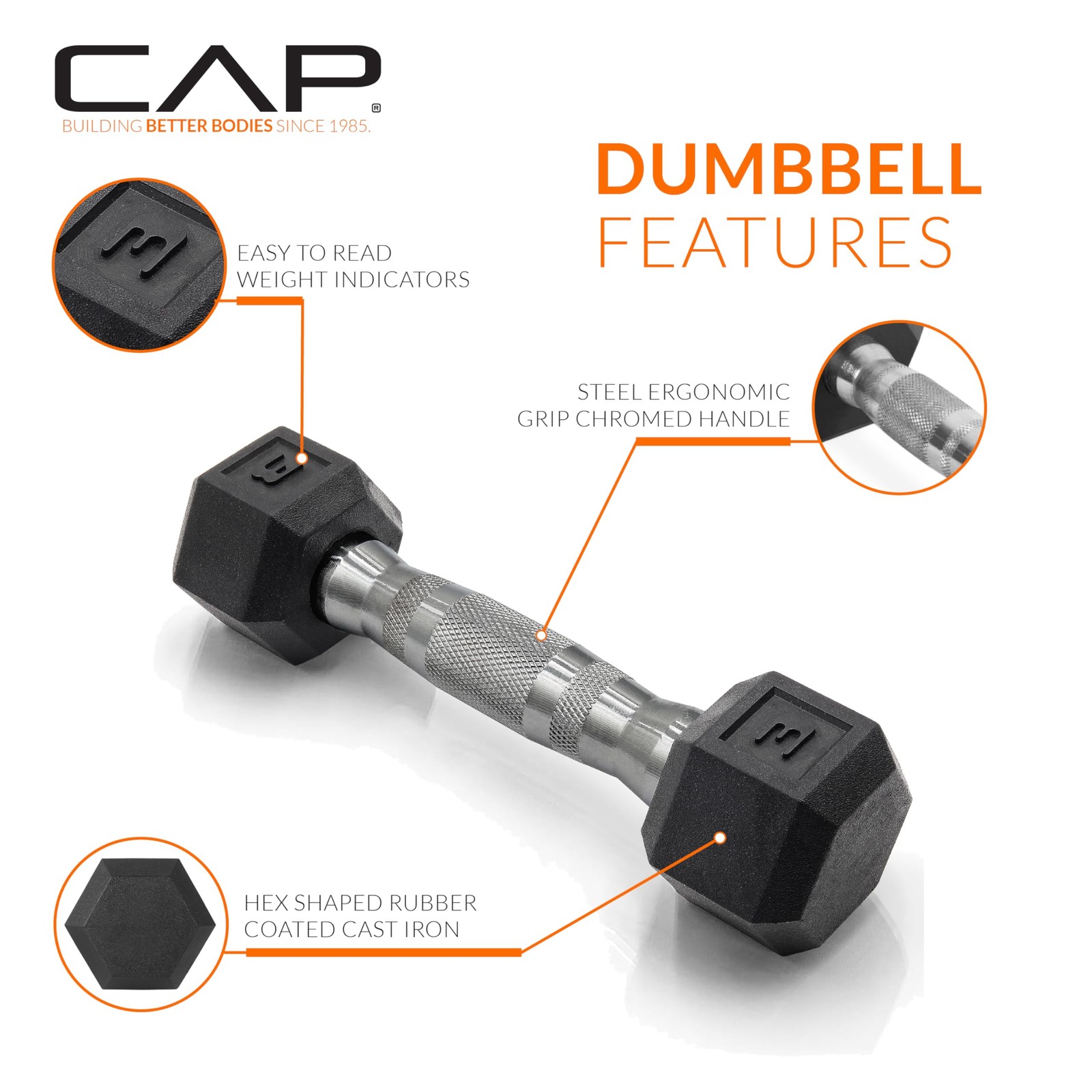 Dumbbell Pair 3 lb Rubber Coated with Chrome Handle