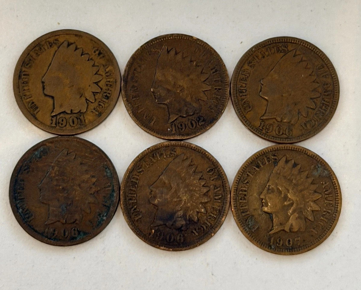 3 Random Indian Head Penny from early 1900