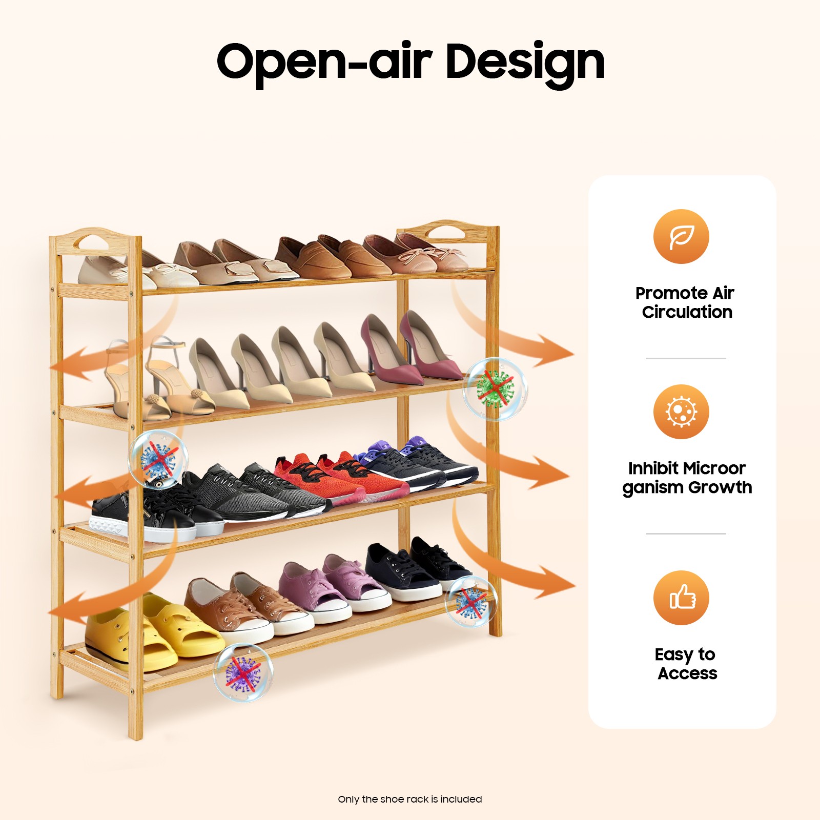 4 Tiers Natural Bamboo Wooden Shoe Rack Organizer Stand Storage Shelf Unit