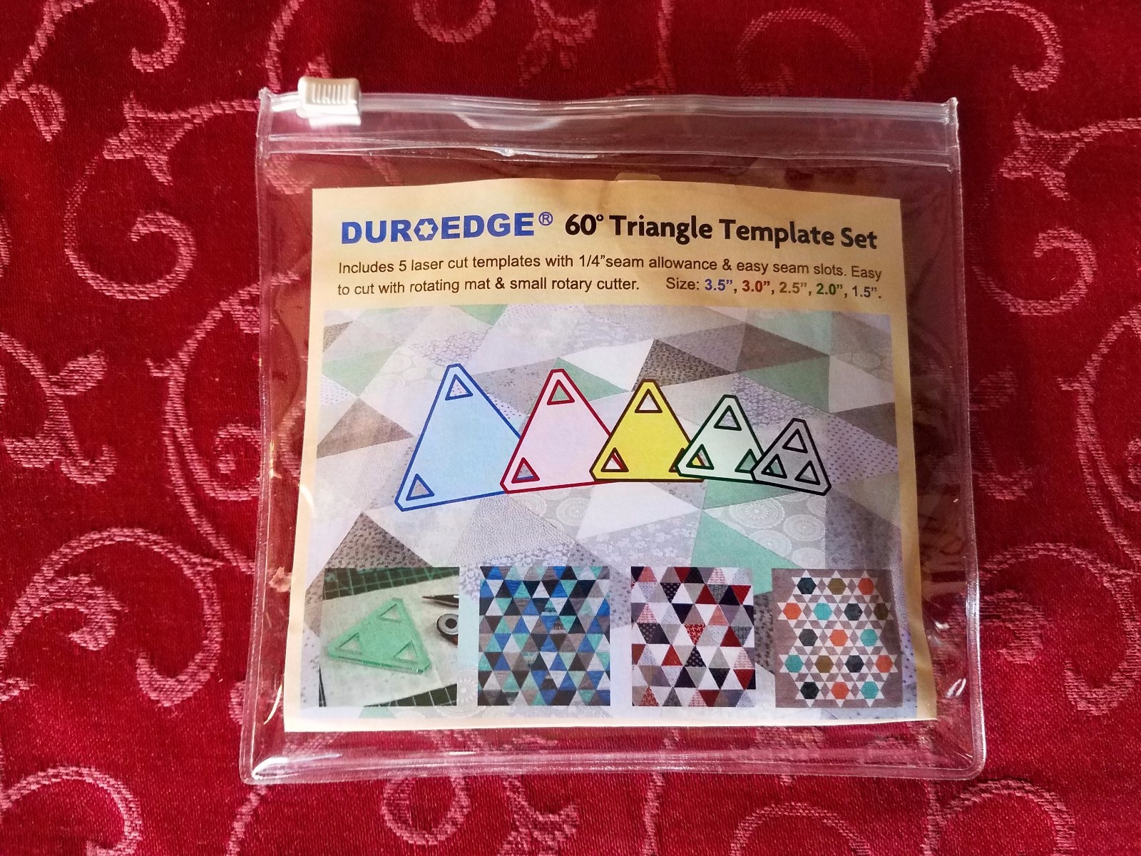 5 pc DuroEdge Quilting Templates Acrylic "Pick " Triangle,Hexagon,Circle,Square