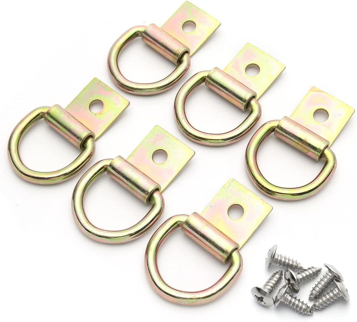 6 Pcs Steel D-Ring Tie Down Hooks 4 Inch Zinc Coated Heavy Duty Lashing Truck