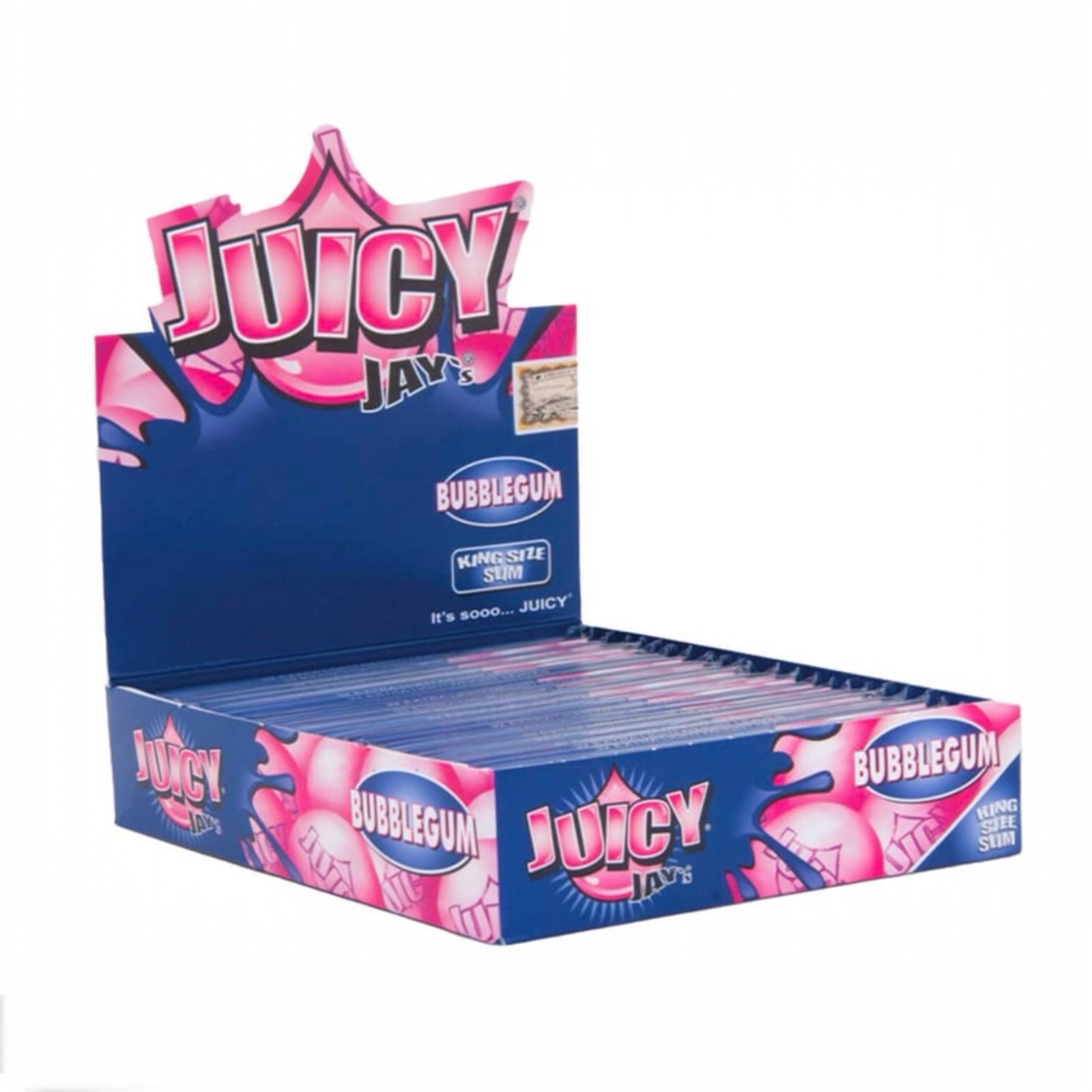 24 Pack Juicy Jay’s Bubblegum King Size Slim Rolling Papers Display Box