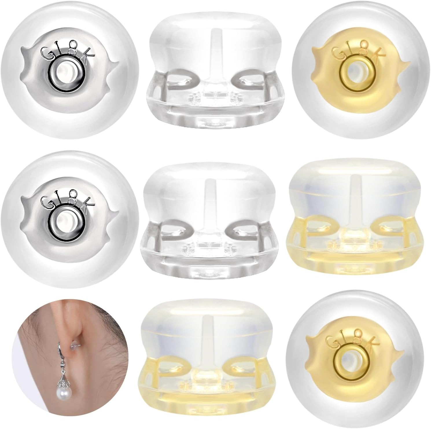 Earring Backs for Droopy Ears, 18K Gold Silicone Earring Backs for Studs Heavy E